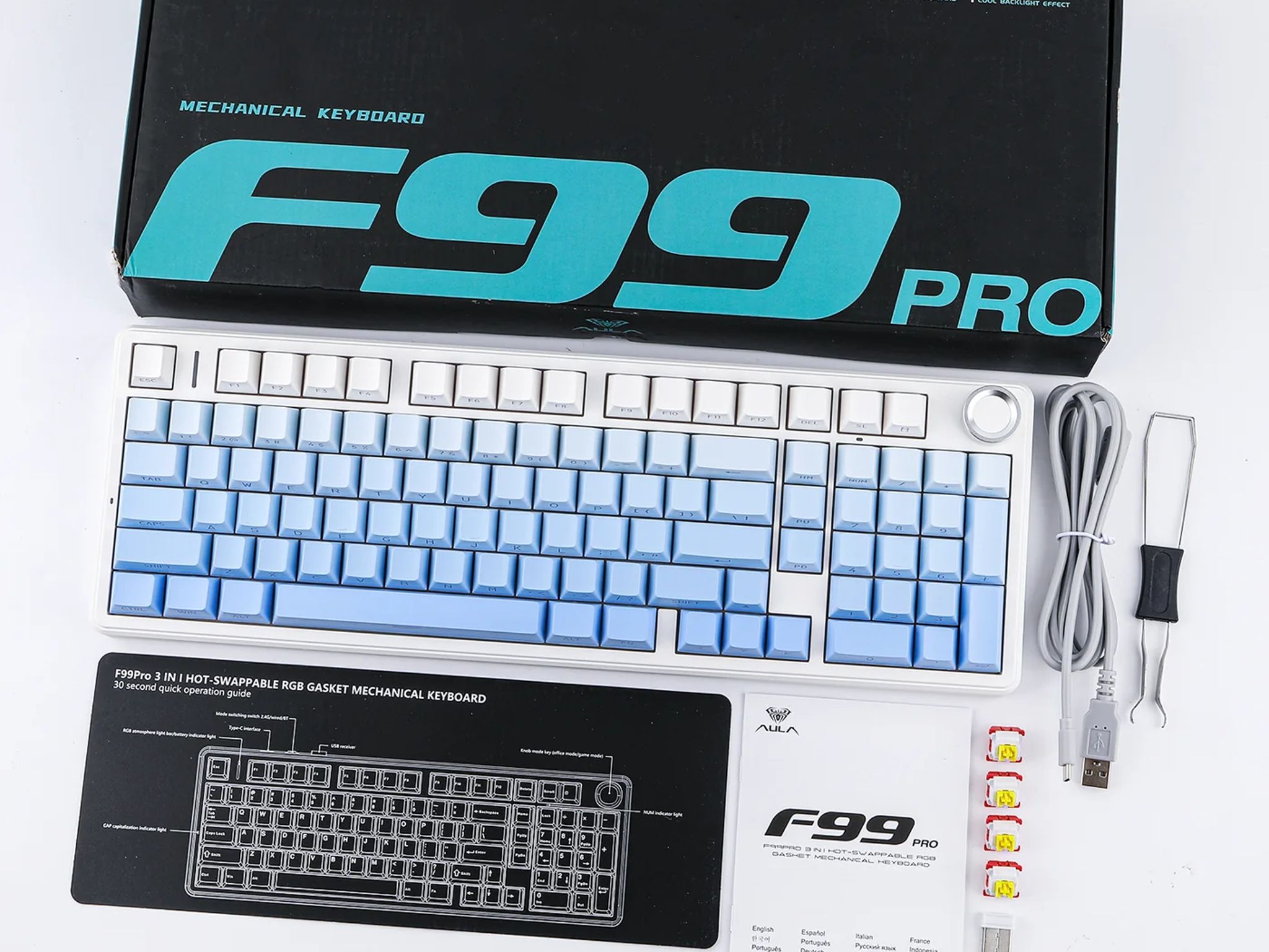 $30 OFF! AULA F99 PRO (BRAND NEW) Blue, Mechanical Keyboard 95% LEOBOG Nimbus V3 Switches w/ Knob