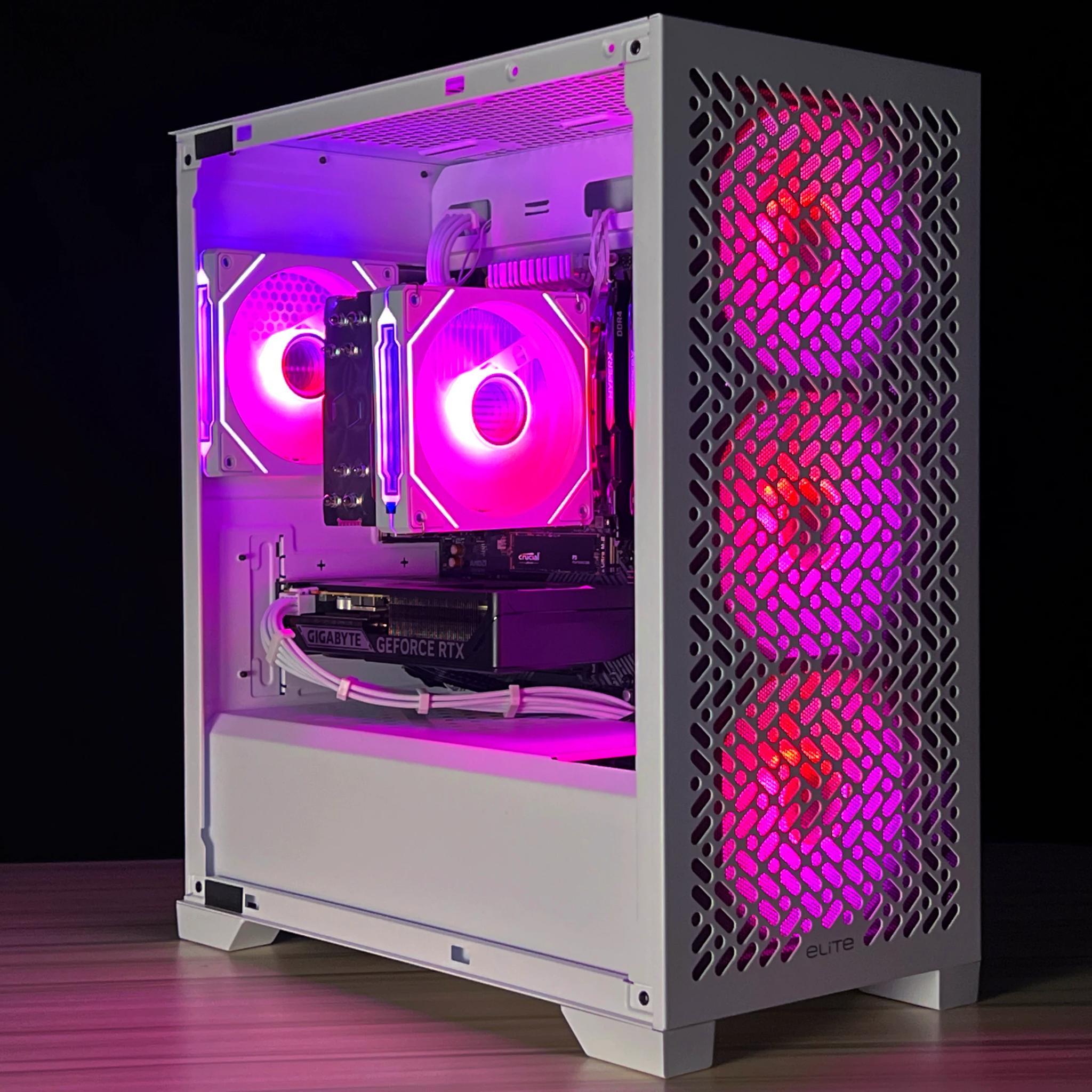 🔥 White Infinity Gaming PC - RTX 5060, Ryzen 7 2700x, 16gb, 1tb NVME