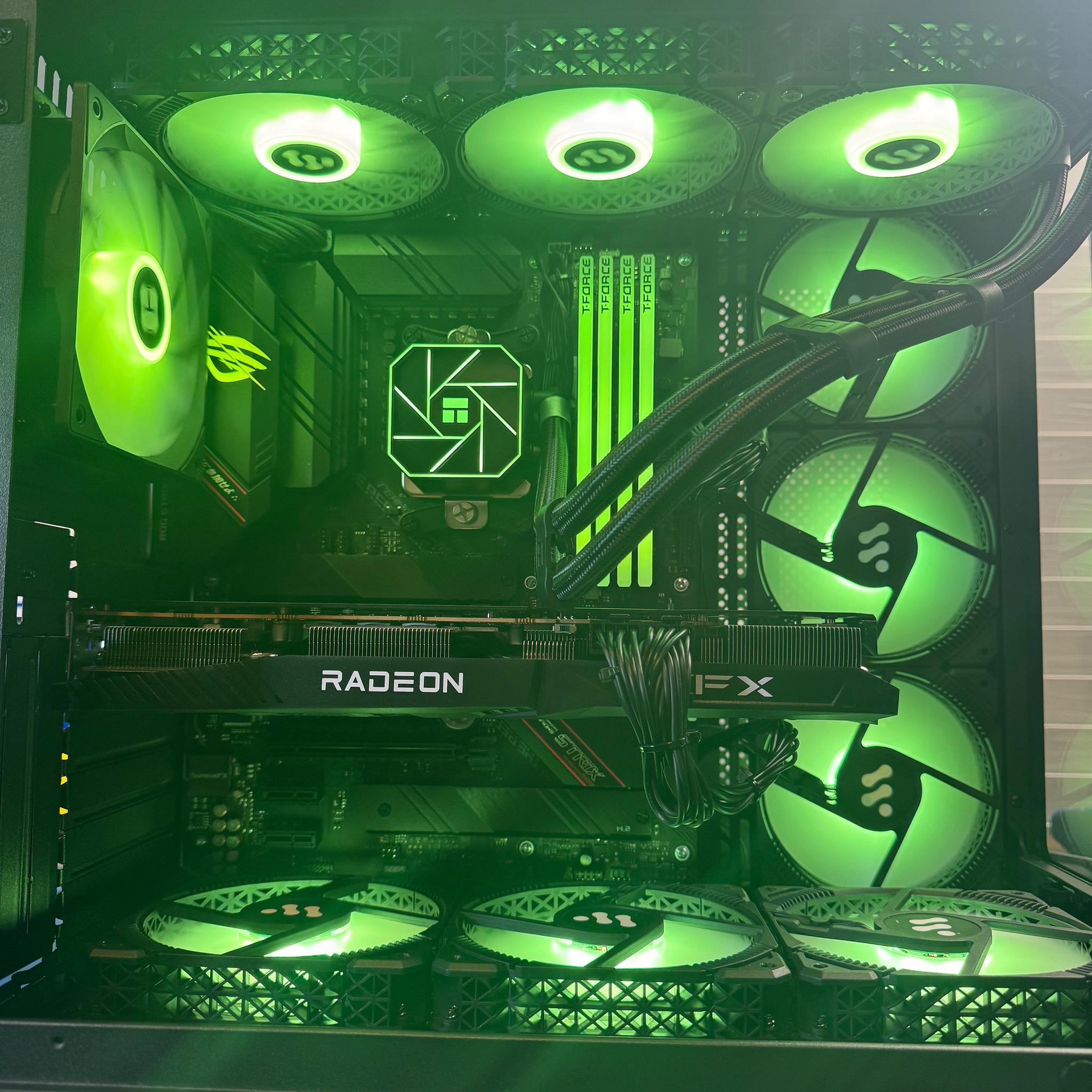 Custom 1440P Gaming PC 10 ARGB Case Fans 32Gb RAM 1Tb M.2 SSD RX 6700XT