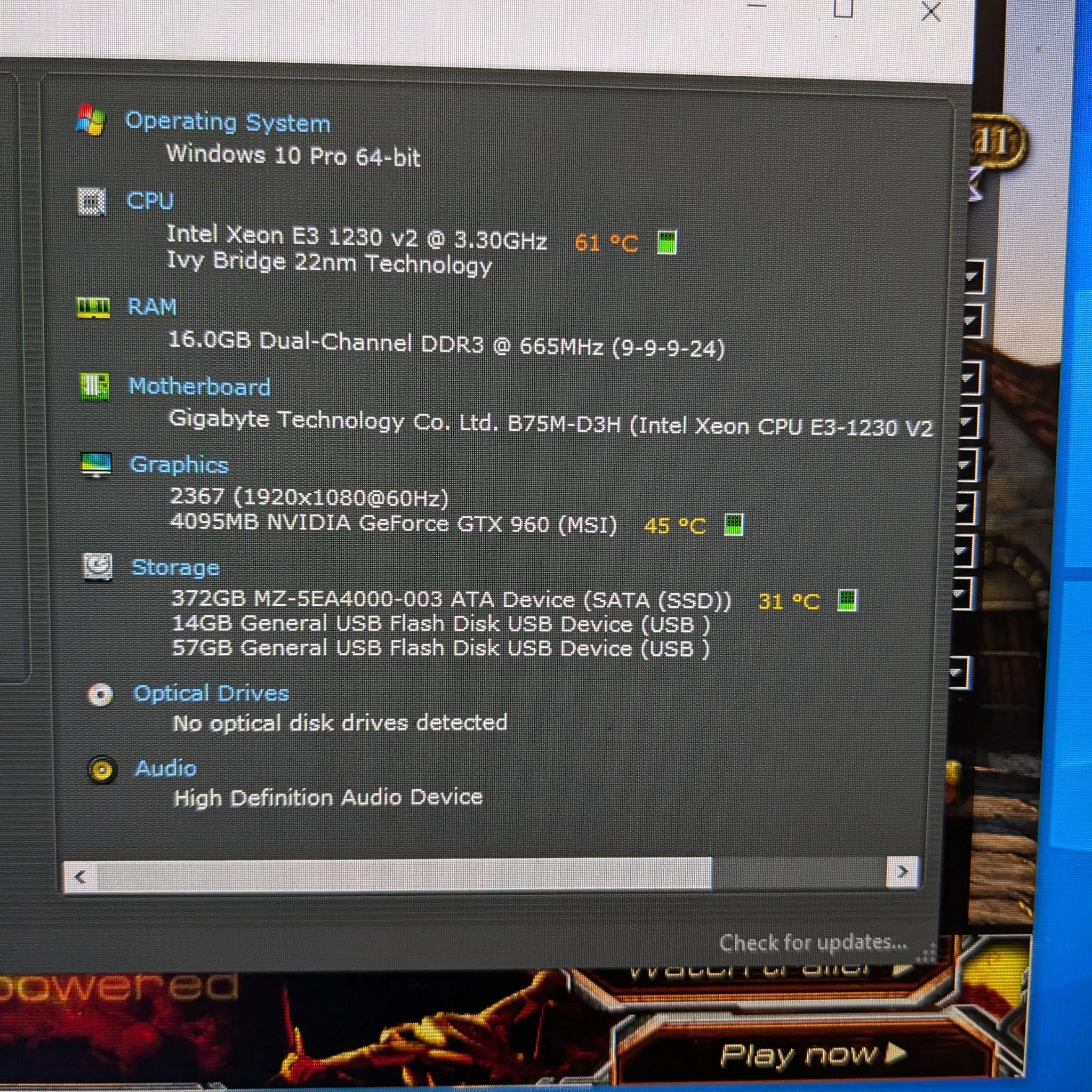 Free Ship ~ Xeon 1230v2 (same as i7-3770S), 16GB RAM, GTX 960 4GB, 400GB SSD, Win10, RGB, Wifi