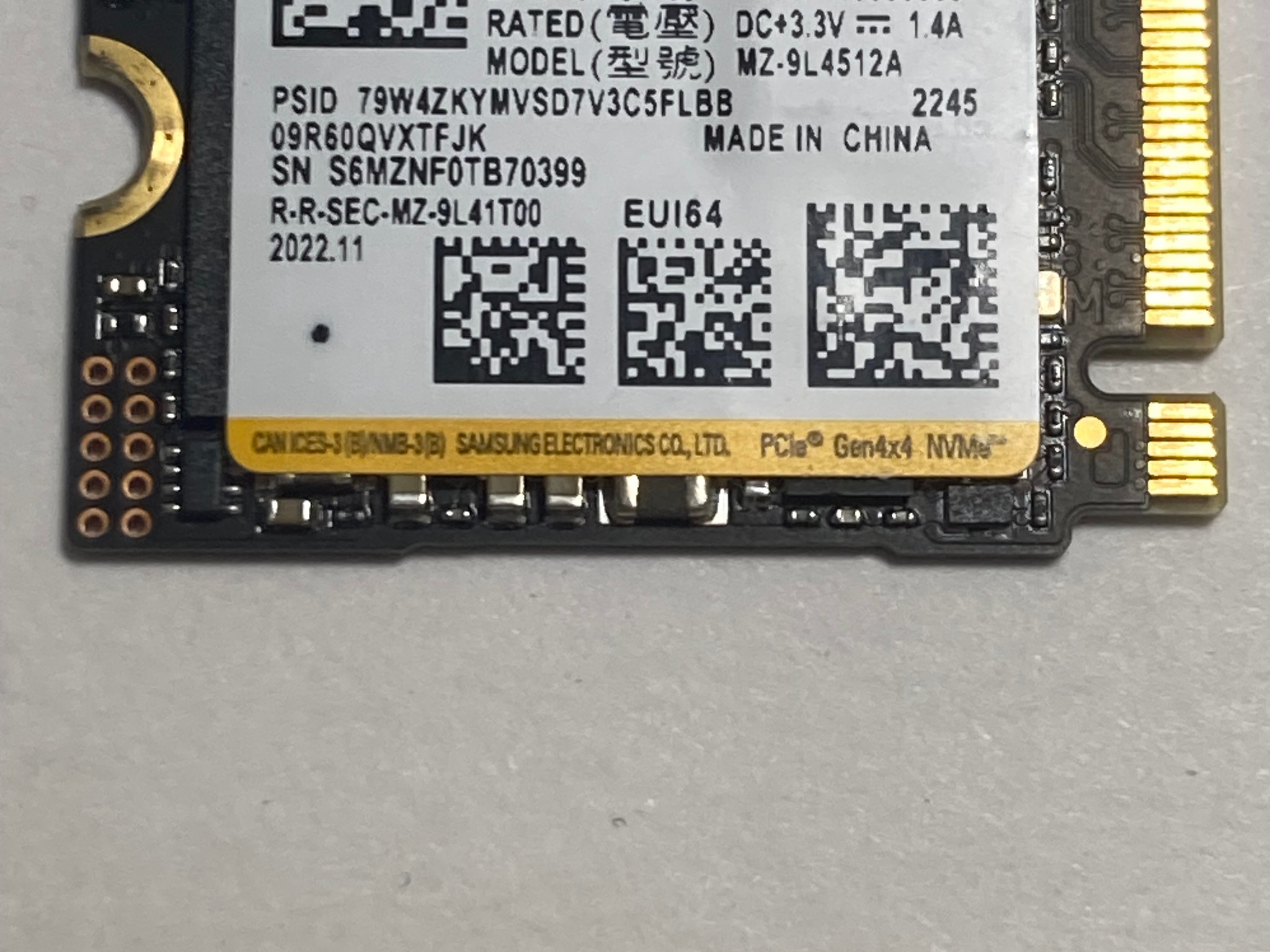 GEN 4 512GB Samsung PM9B1 2230 Solid State Drive | SSD | M.2 2230 | NVME