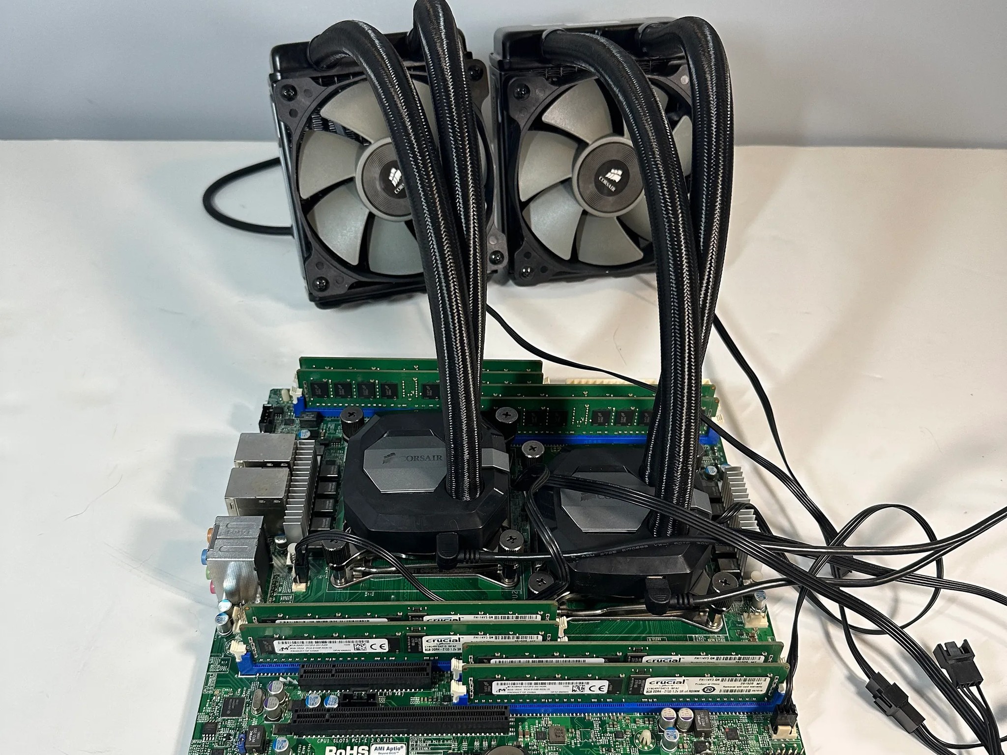 Dual CPU/Mobo/Ram/Cooler Combo Xeon E5 2660 V3 Supermicro Motherboard 64GB DDR4 120mm AIO Coolers
