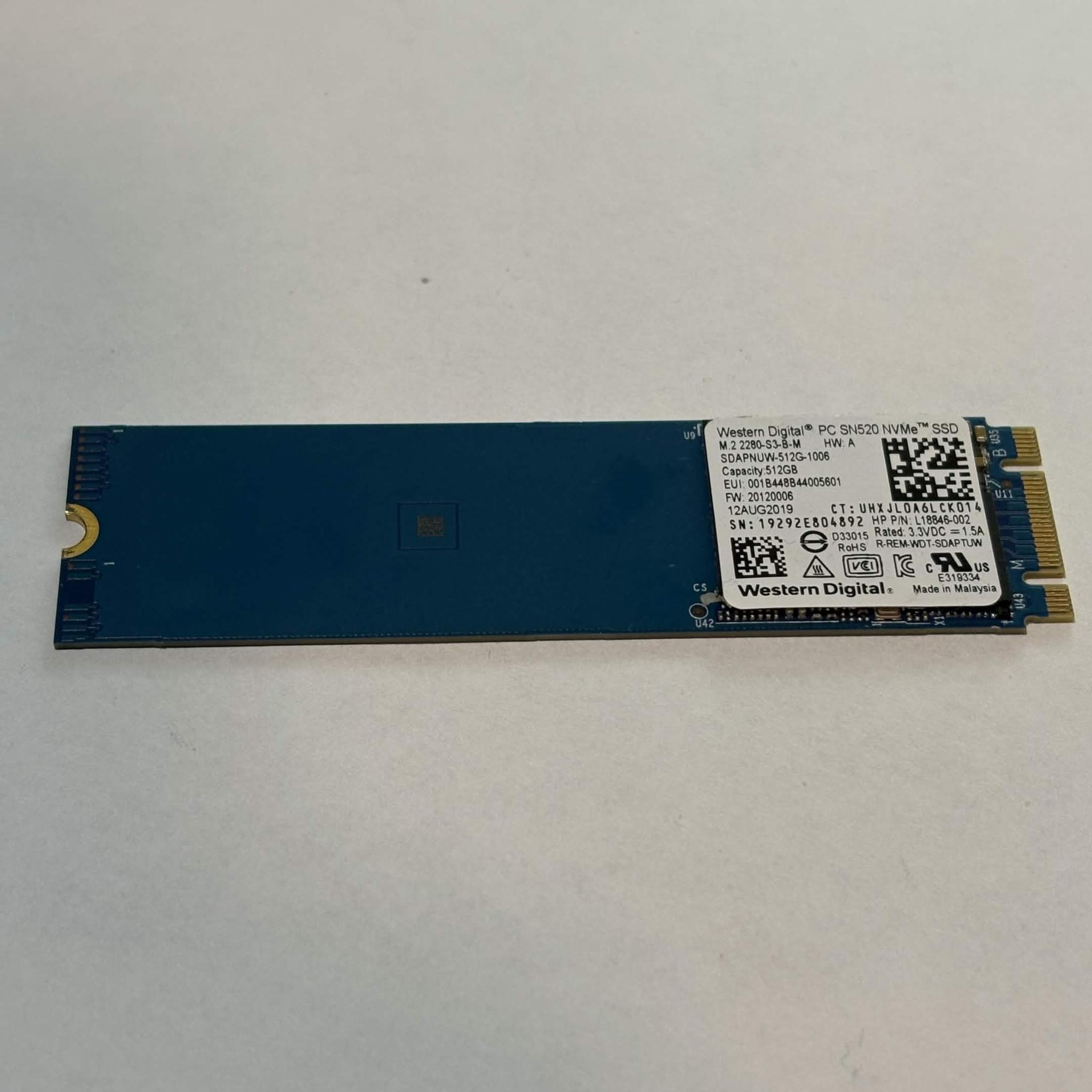 Western Digital SN520 512GB NVMe M.2 SSD PCIe Gen3 OEM
