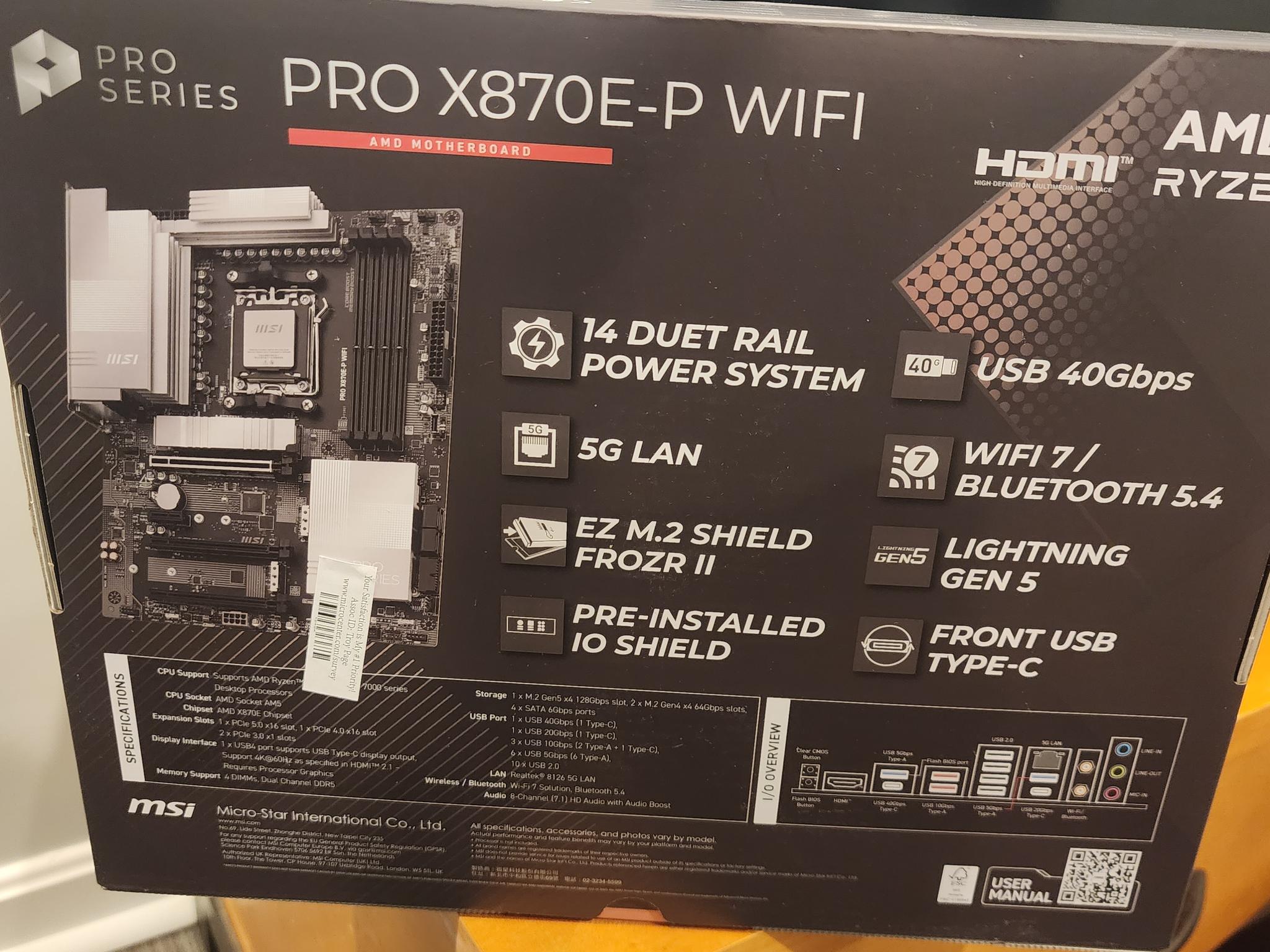 MSI x870e-P + 32GB RAM