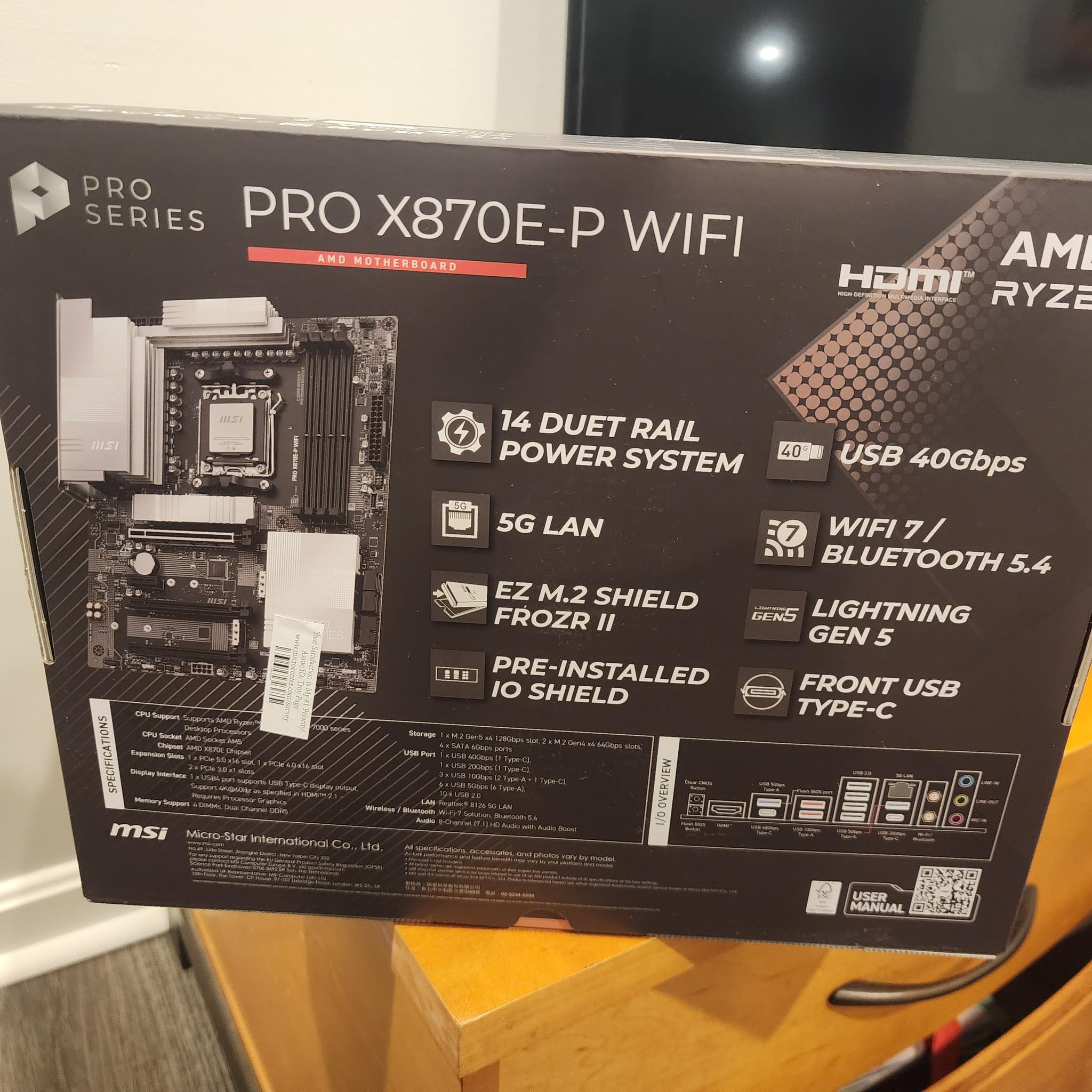 MSI x870e-P + 32GB RAM