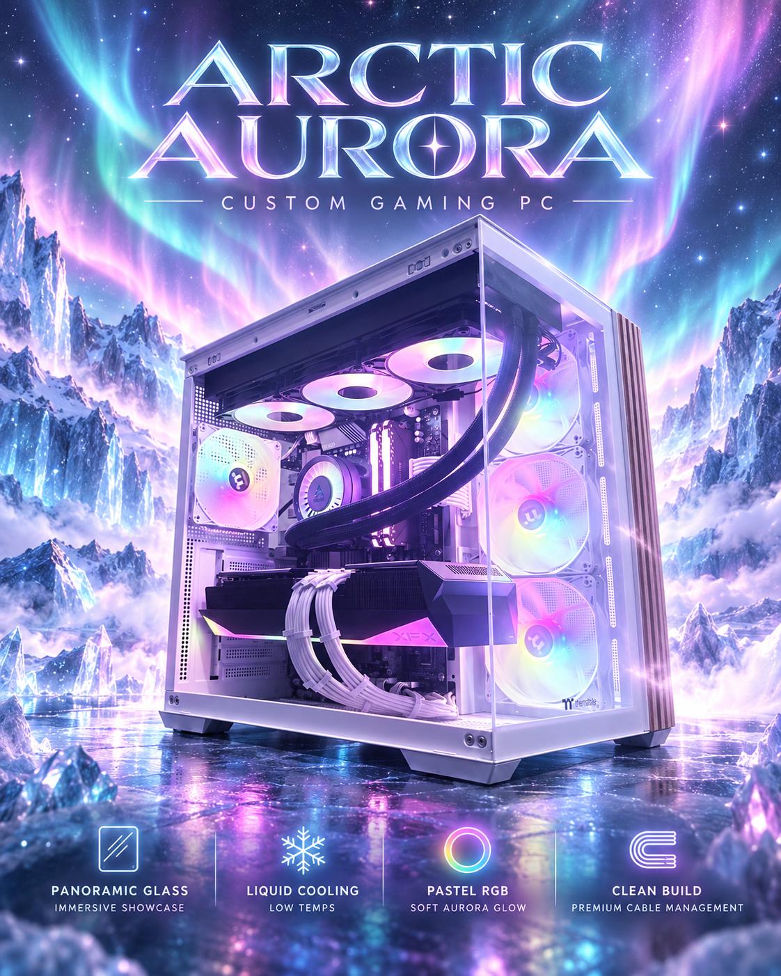 ❄️"Arctic Aurora"🌈 | 4K Gaming | RX 9070XT 16GB | Ryzen 7 5800X3D | 32GB Ram | 2TB+2GB SSD | Free