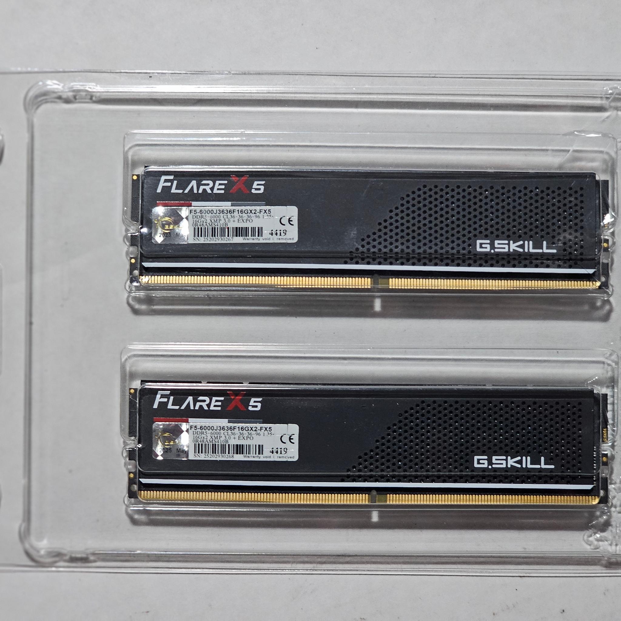 G.Skill Flare X5 Series AMD EXPO DDR5 RAM 32GB (2 x 16GB) 6000MT/s CL36-36-36-96 Low Profile