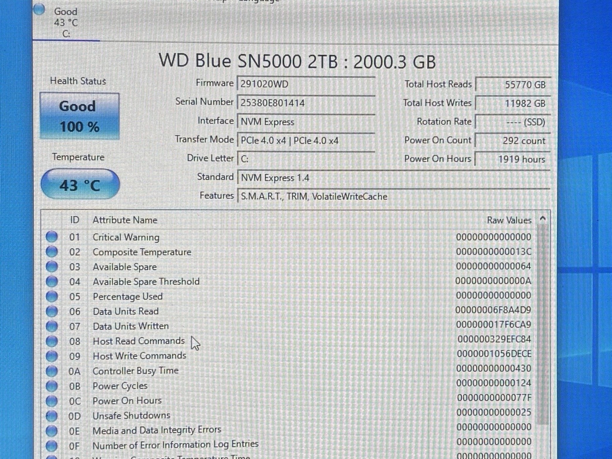 WD Blue SN5000 2TB 2280 M.2 NVMe Internal SSD