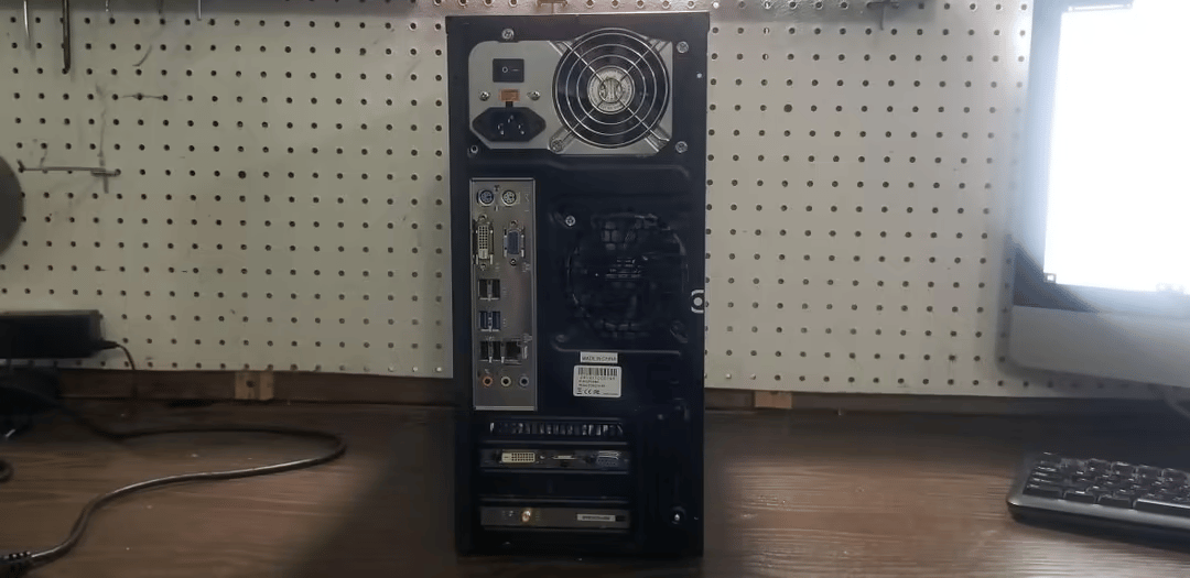 budget gaming pc. black with blue led.