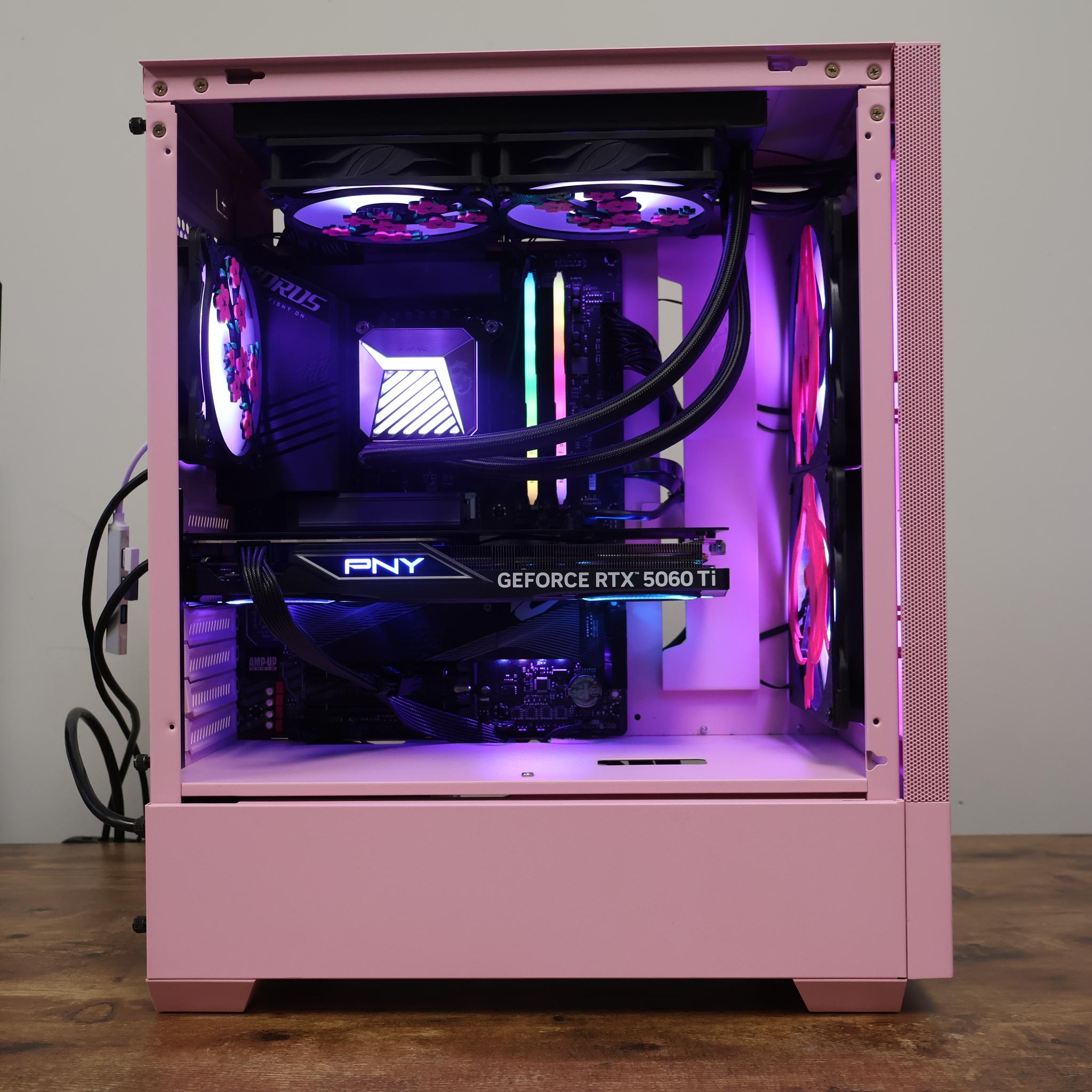 Pink RTX 5060 Ti Gaming PC – Intel i5-14600K | 32GB DDR5 | 1TB M.2 | 1440p Gaming