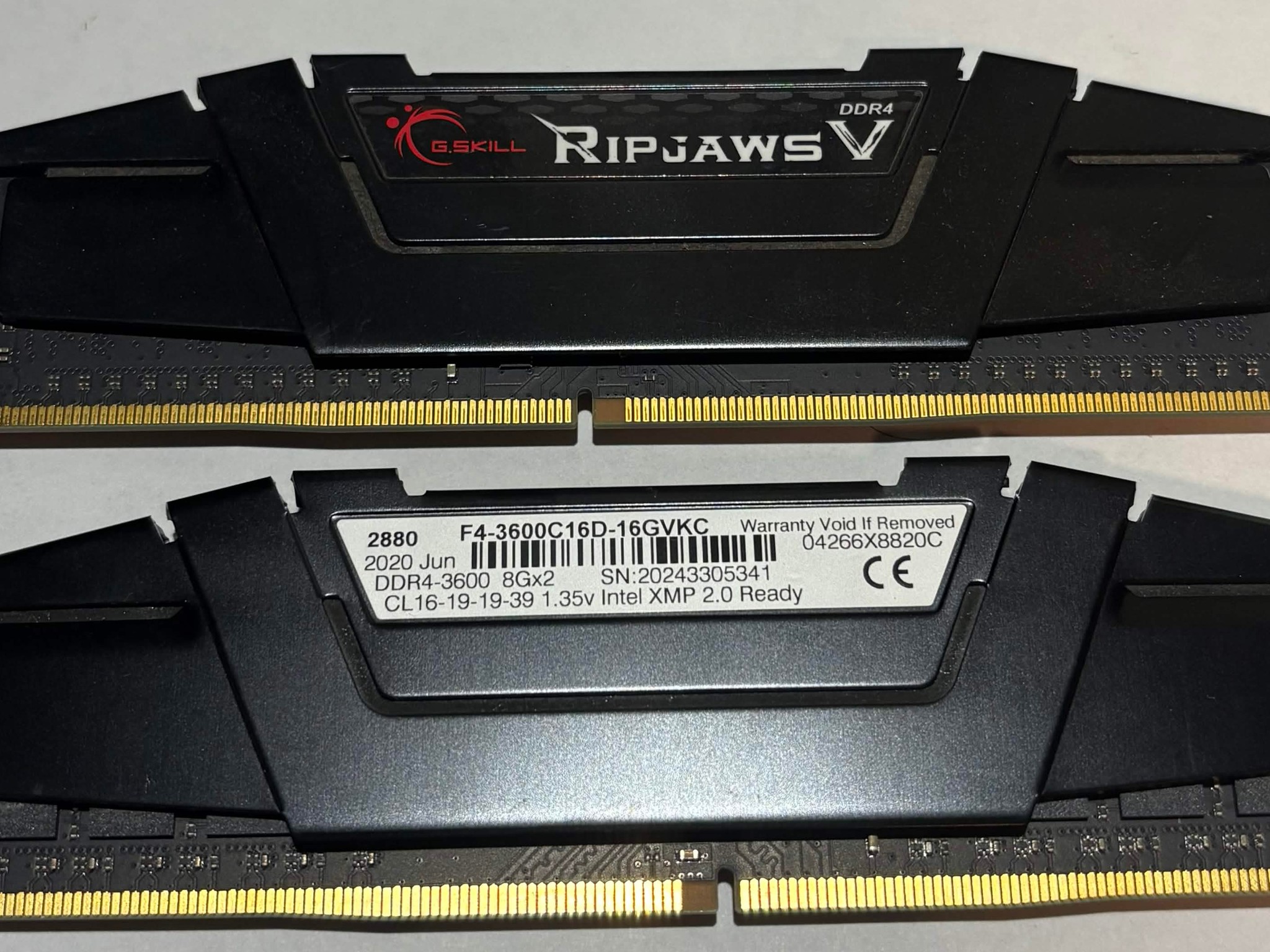 G.SKILL Ripjaws V 16GB (2x8GB) DDR4-3600 CL16 Desktop RAM Kit F4-3600C16D-16GVKC