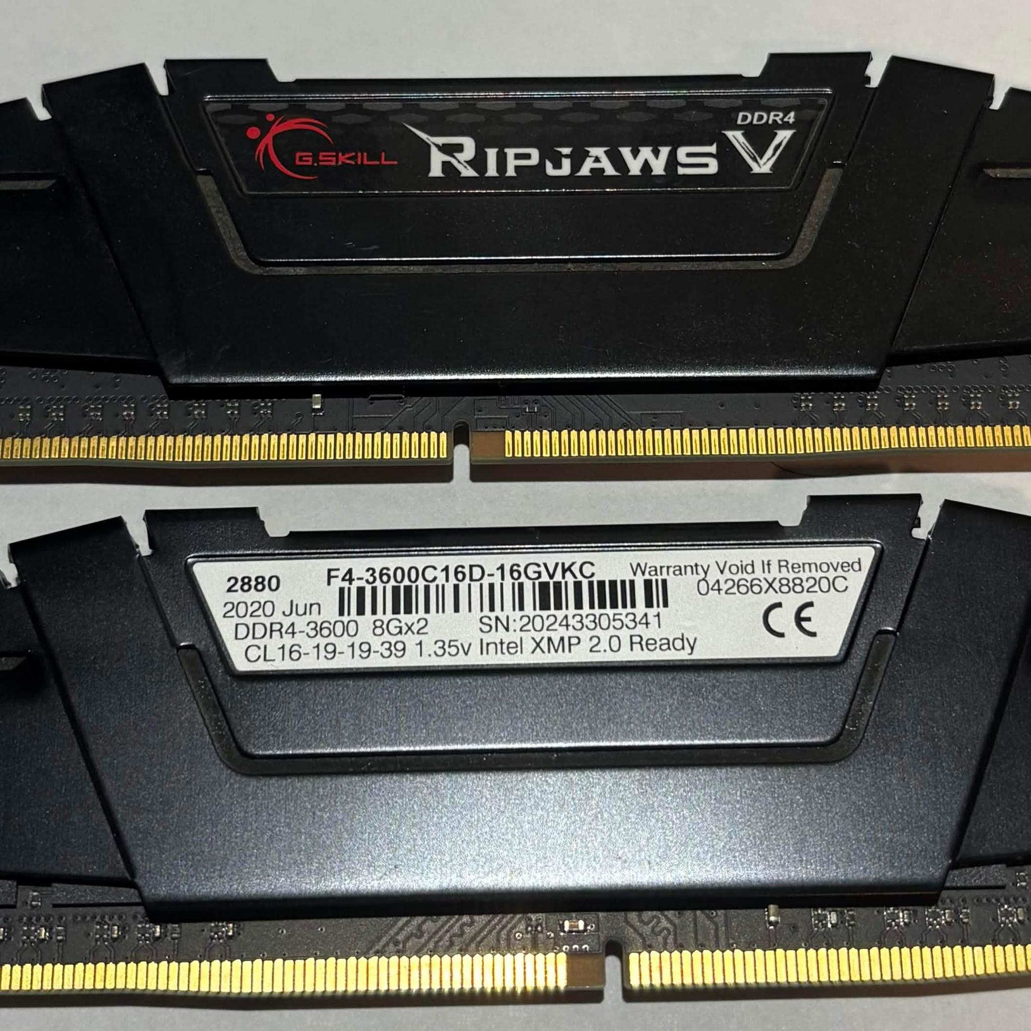 G.SKILL Ripjaws V 16GB (2x8GB) DDR4-3600 CL16 Desktop RAM Kit F4-3600C16D-16GVKC