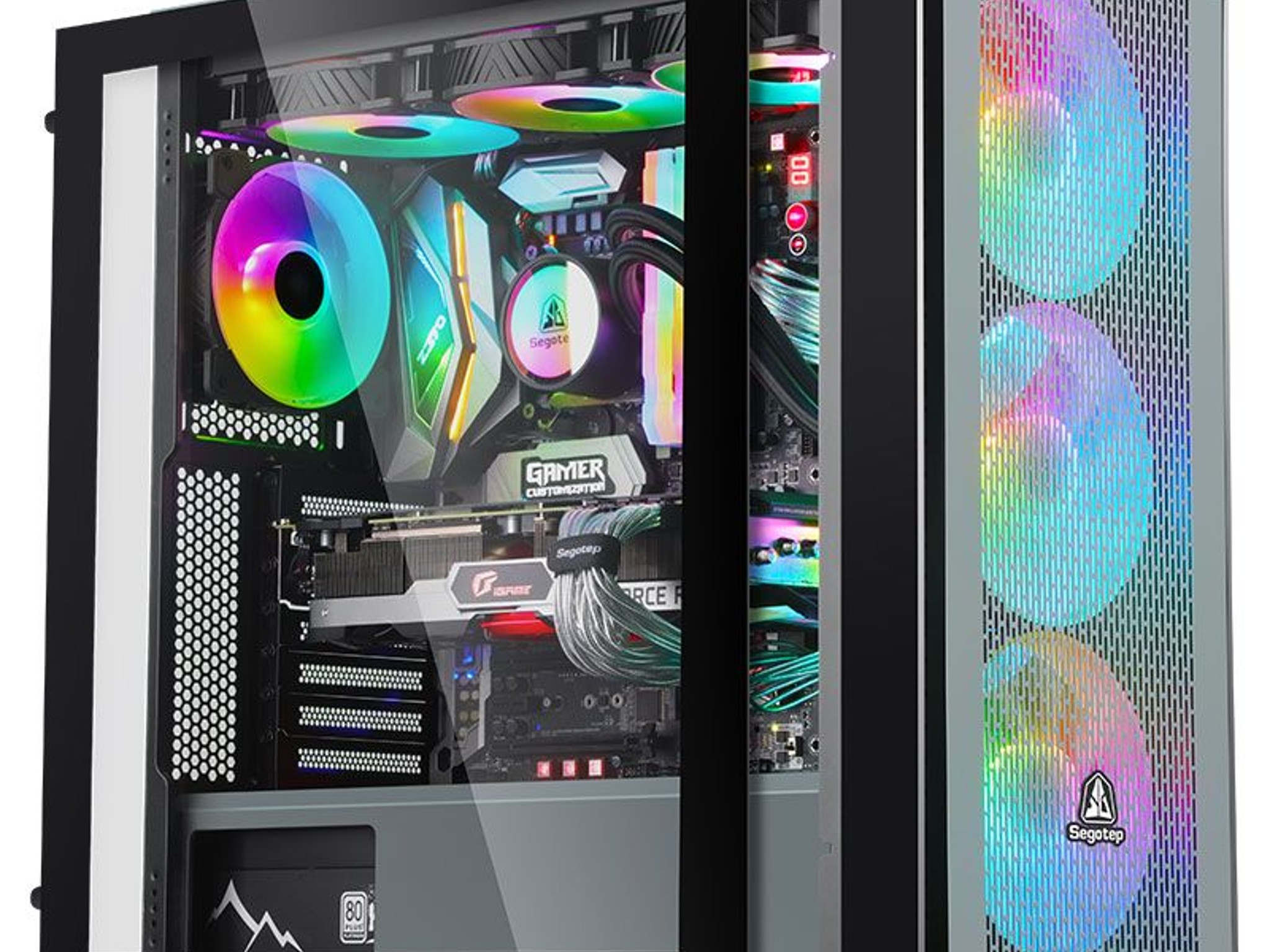 COMBO! SEGOTEP  Gank 360 ATX CASE  | Magnetic Front Panel| FROZEN 360 cooler with 4 HQ ARGB FANS