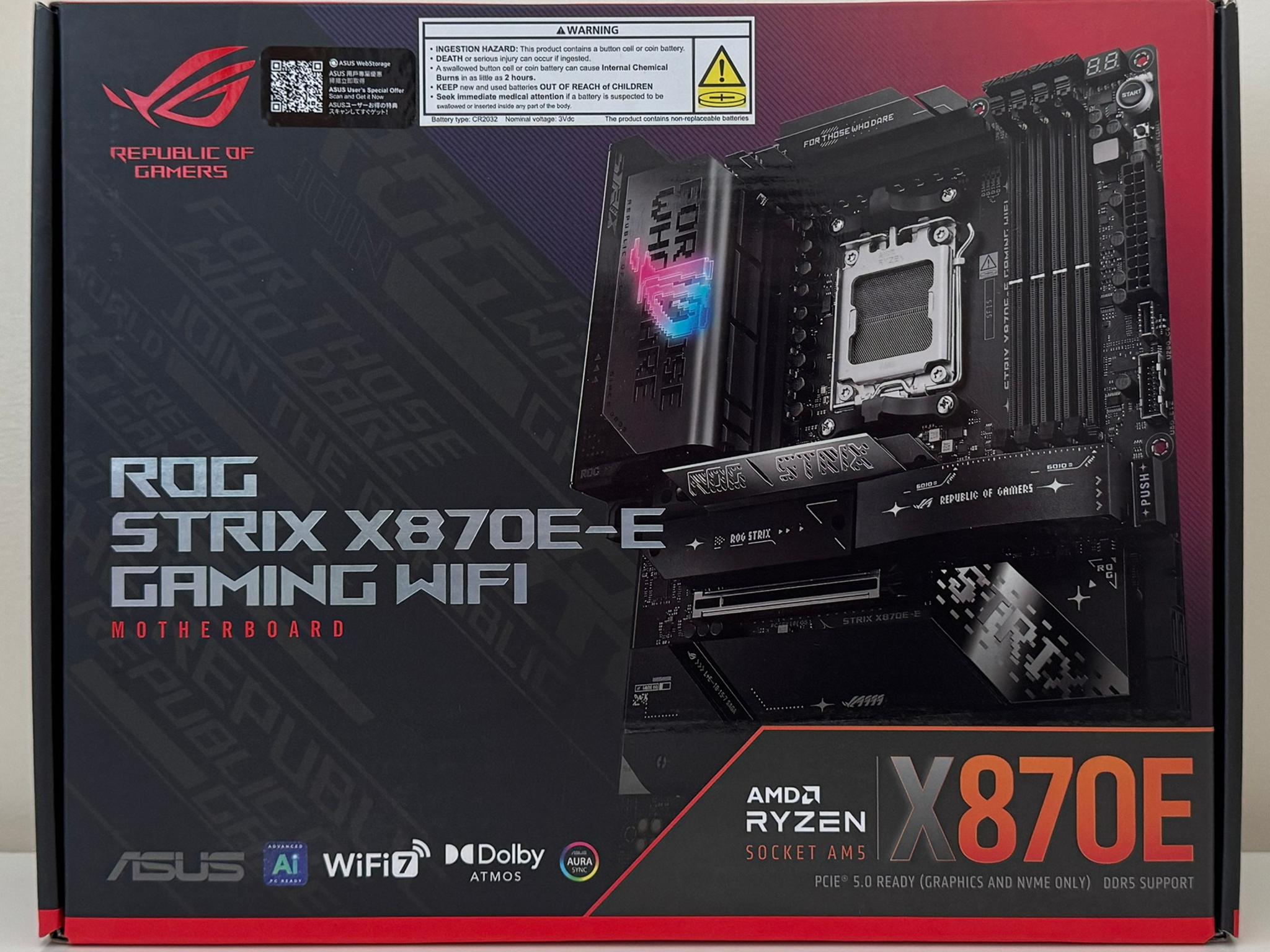 New ASUS ROG STRIX X870E-E GAMING WIFI AMD AM5 X870E ATX Motherboard - WiFi 7, 5x M.2, PCIe 5.0