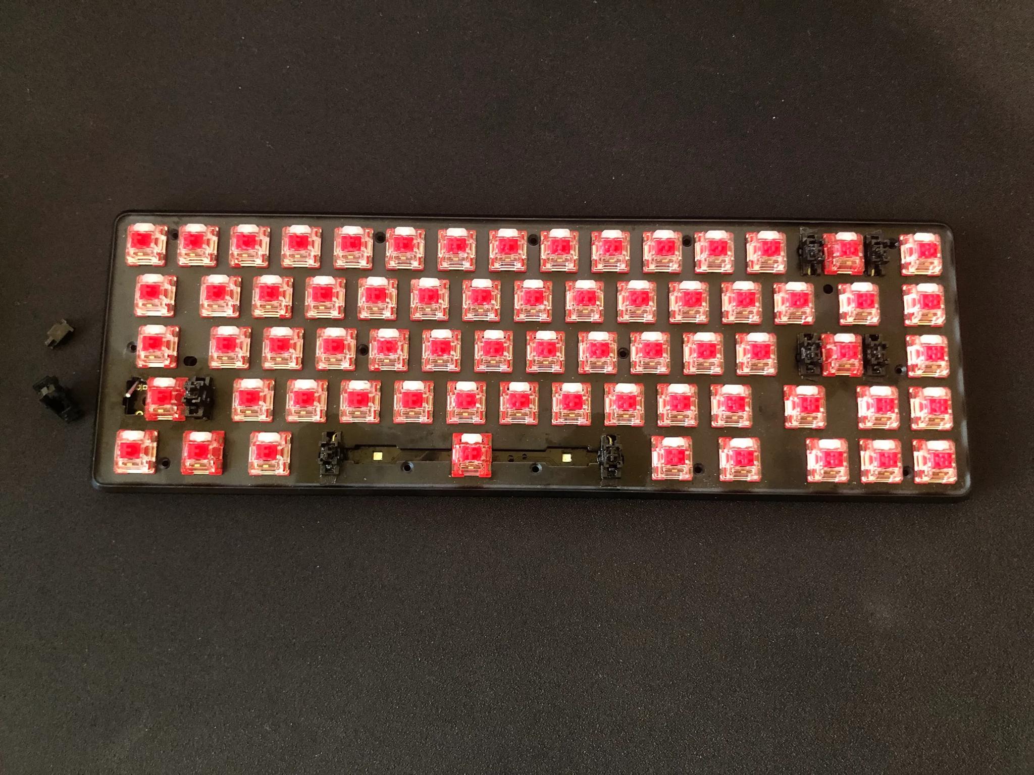 HyperX 65% Mechanical Keyboard W/ Linear Red Switches (Left Shift Stabilizer Popped Off)