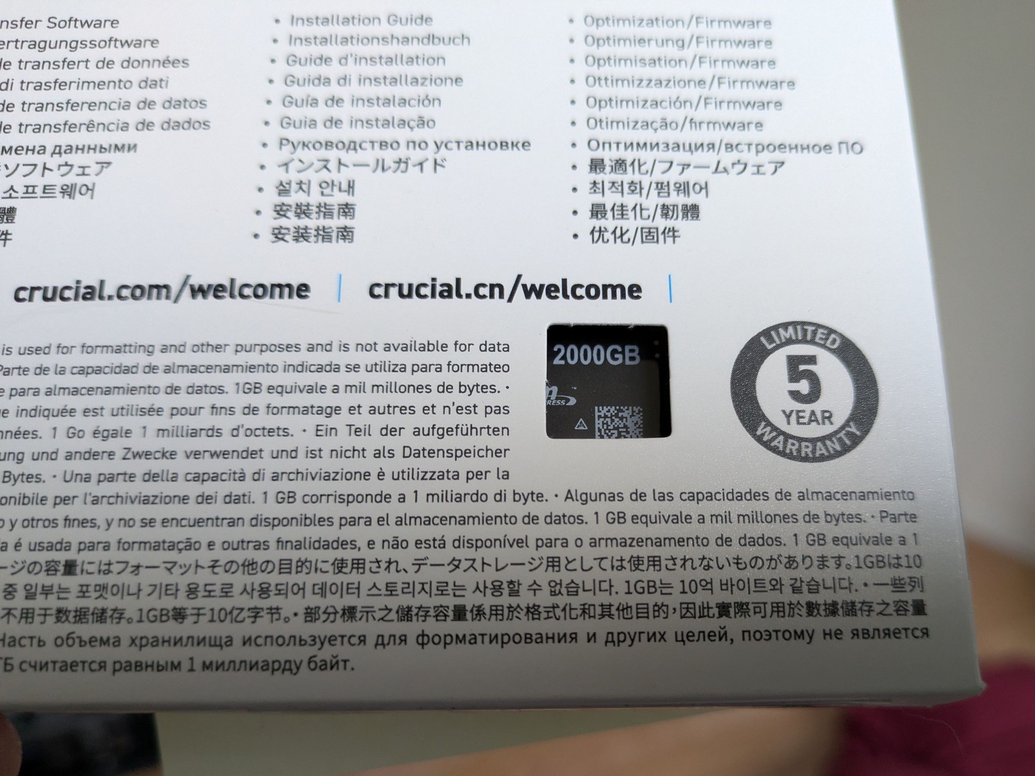 Crucial P3 Plus 2TB PCIe NVMe M.2 SSD, new in box