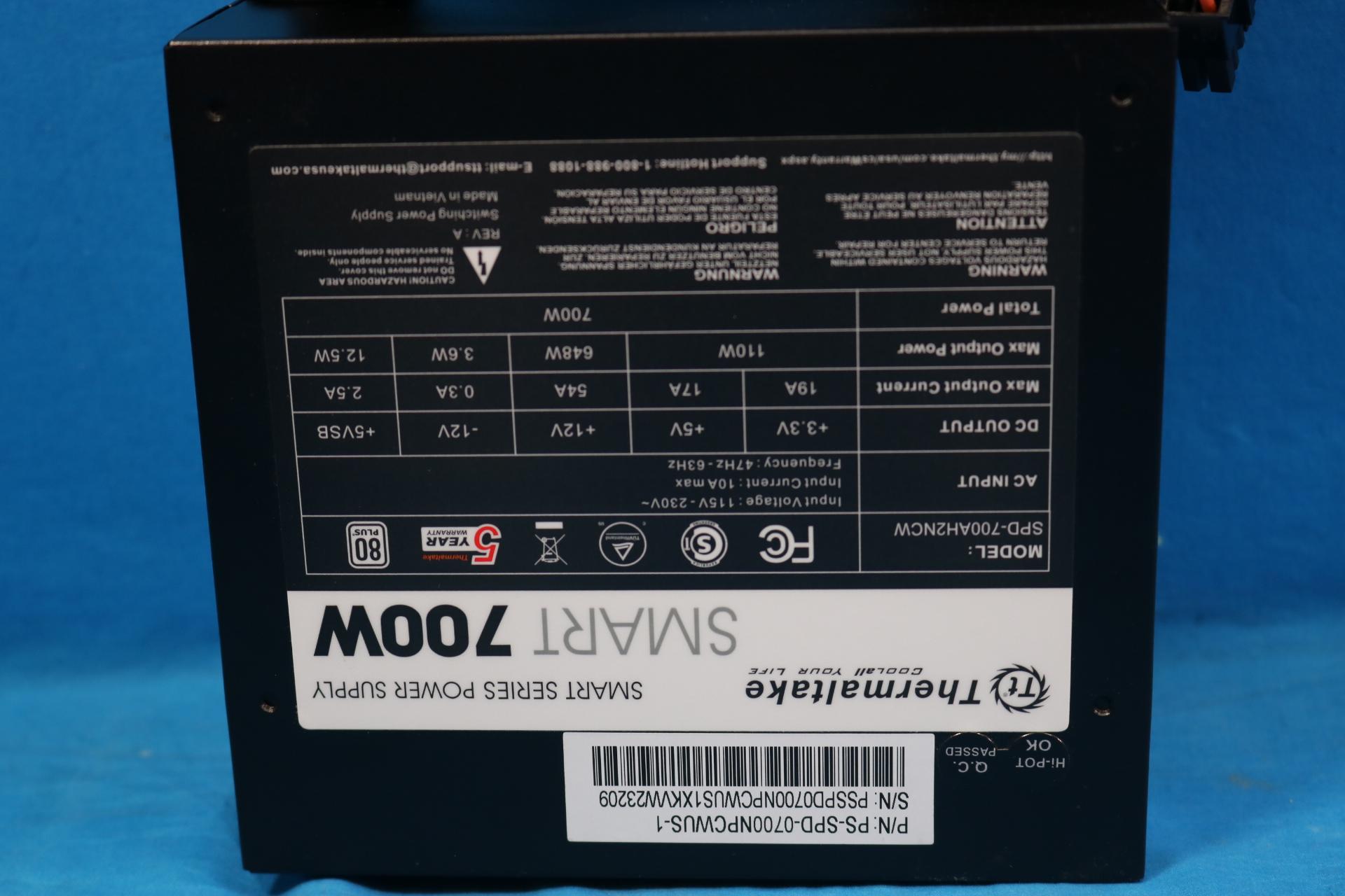 Thermaltake Smart 700W 80 PLUS Certified ATX Desktop Power Supply - 4136115951