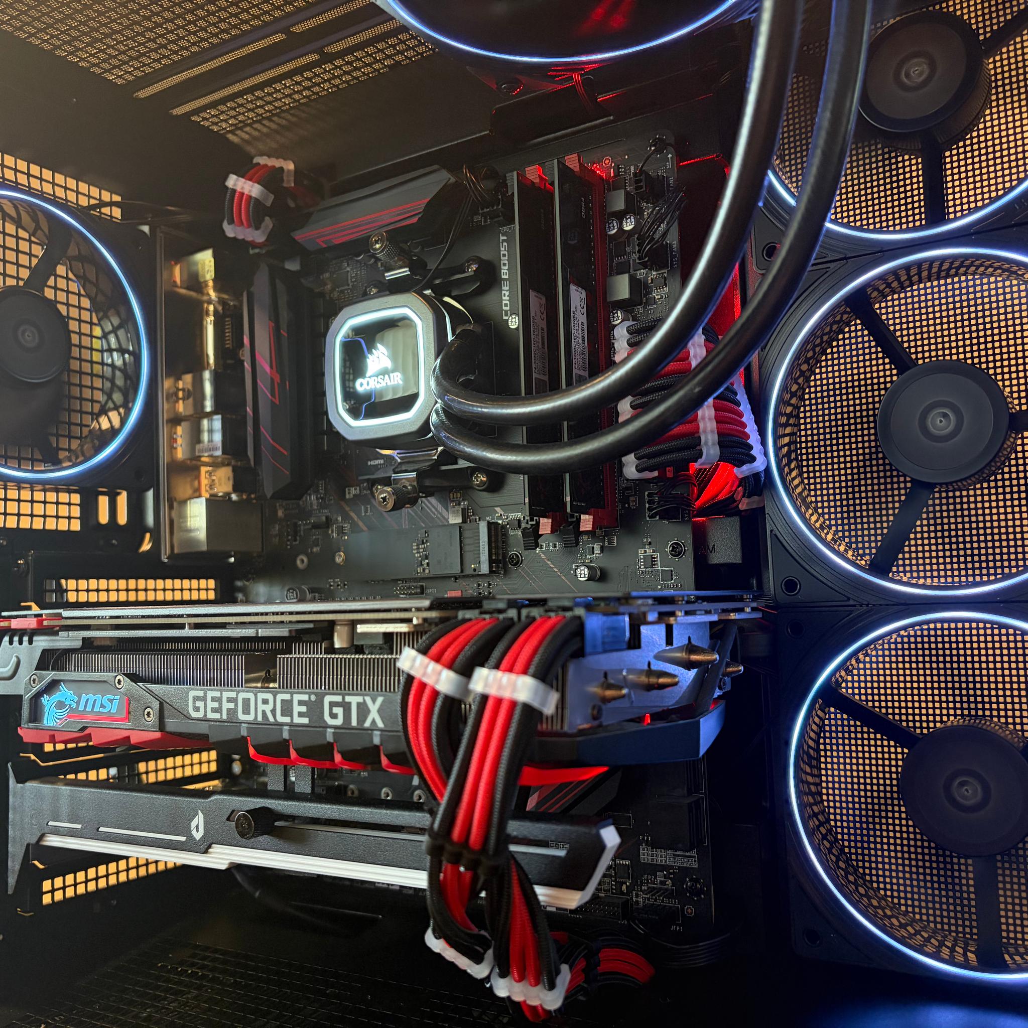 Black/Red Gaming PC - GTX 1080 Ti | Ryzen 5 5500 | 16gb RAM | 512gb NVMe | Windows 11 | WiFi + BT