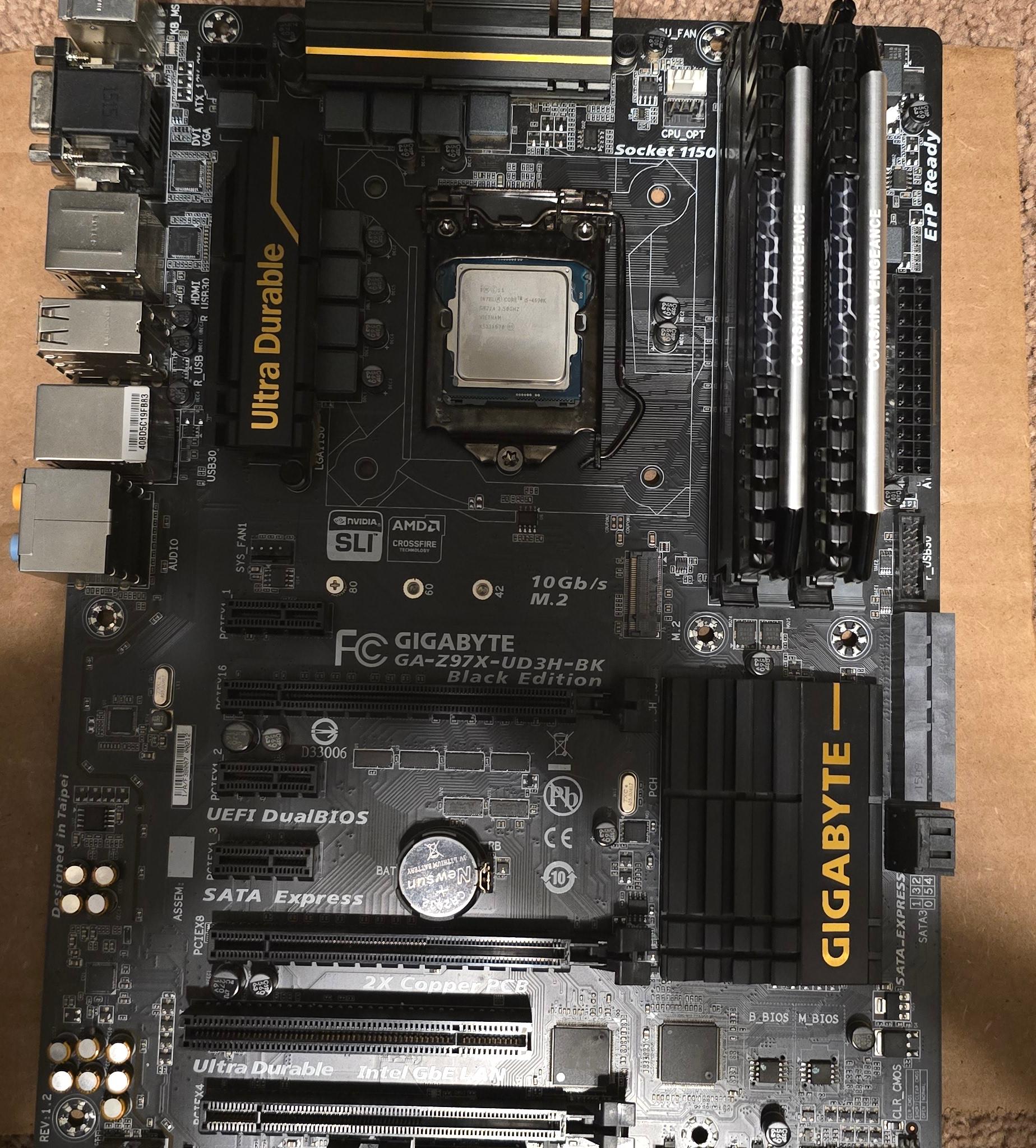 Gigabyte GA-z97x-ud3h-blk w/ i5-4690k and 24gb DDR3 bundle