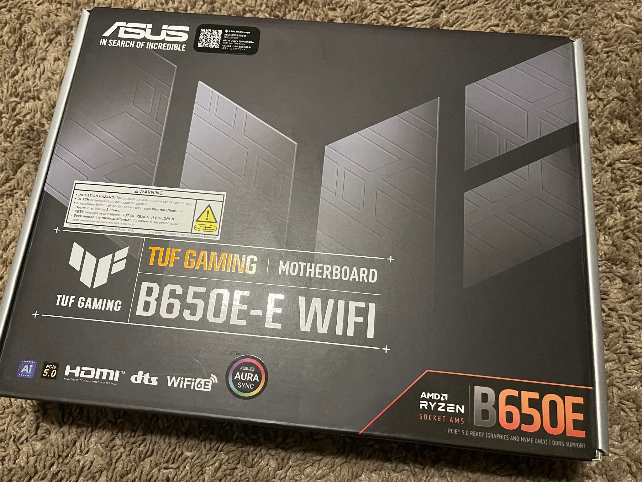 ASUS B650E-E TUF GAMING WIFI AMD AM5 ATX Motherboard- NEW