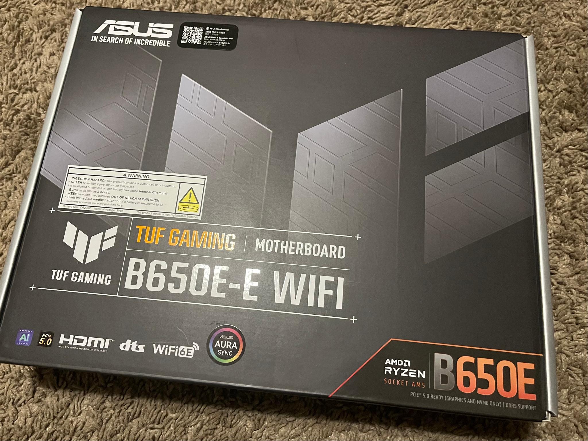ASUS B650E-E TUF GAMING WIFI AMD AM5 ATX Motherboard- NEW
