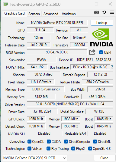 EVGA XC ULTRA GAMING GeForce RTX 2080 SUPER (08G-P4-3183-KR), 8GB GDDR6, RGB LED, Metal Backplate