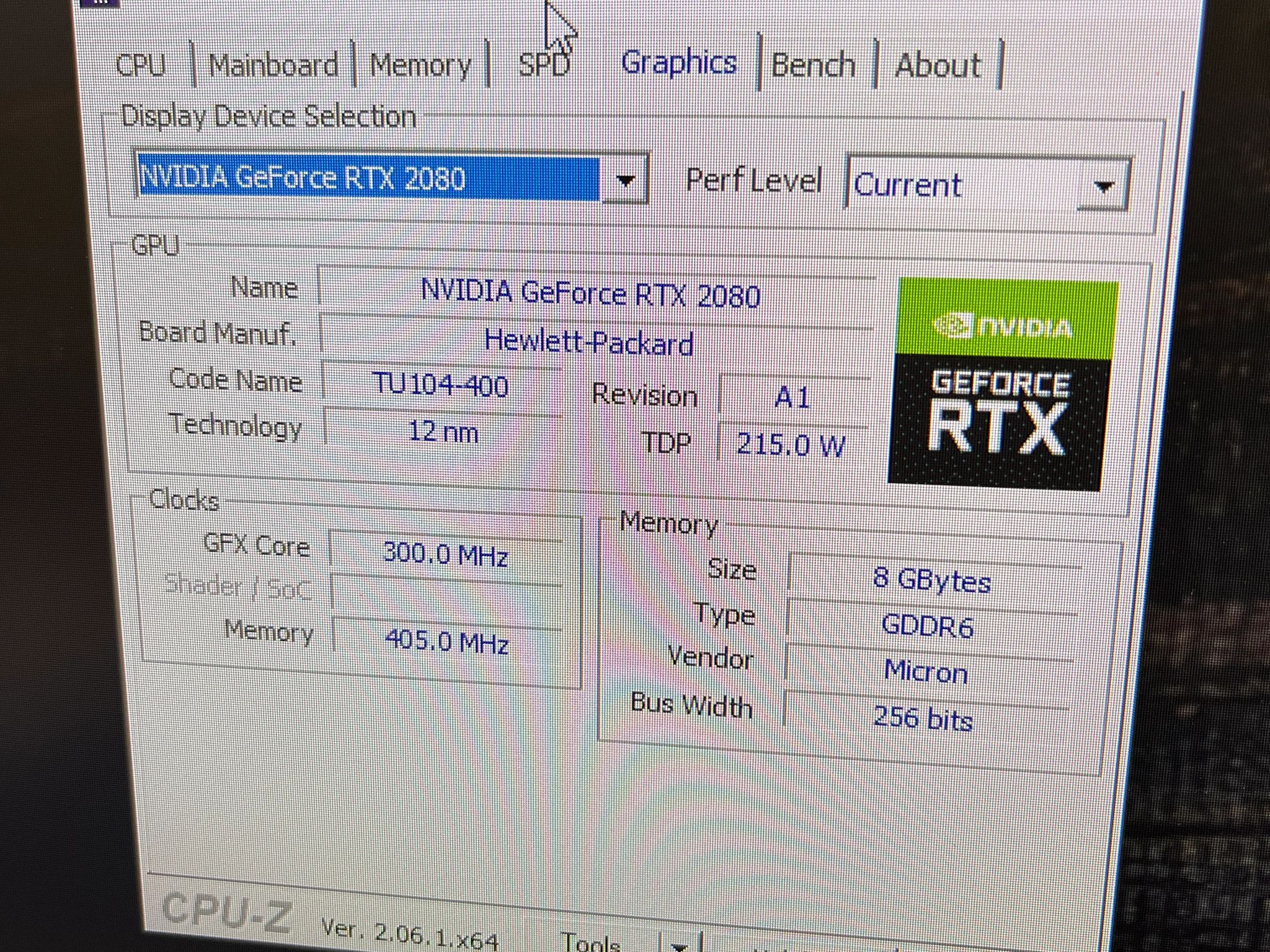 HP RTX 2080 8GB Graphic CARD