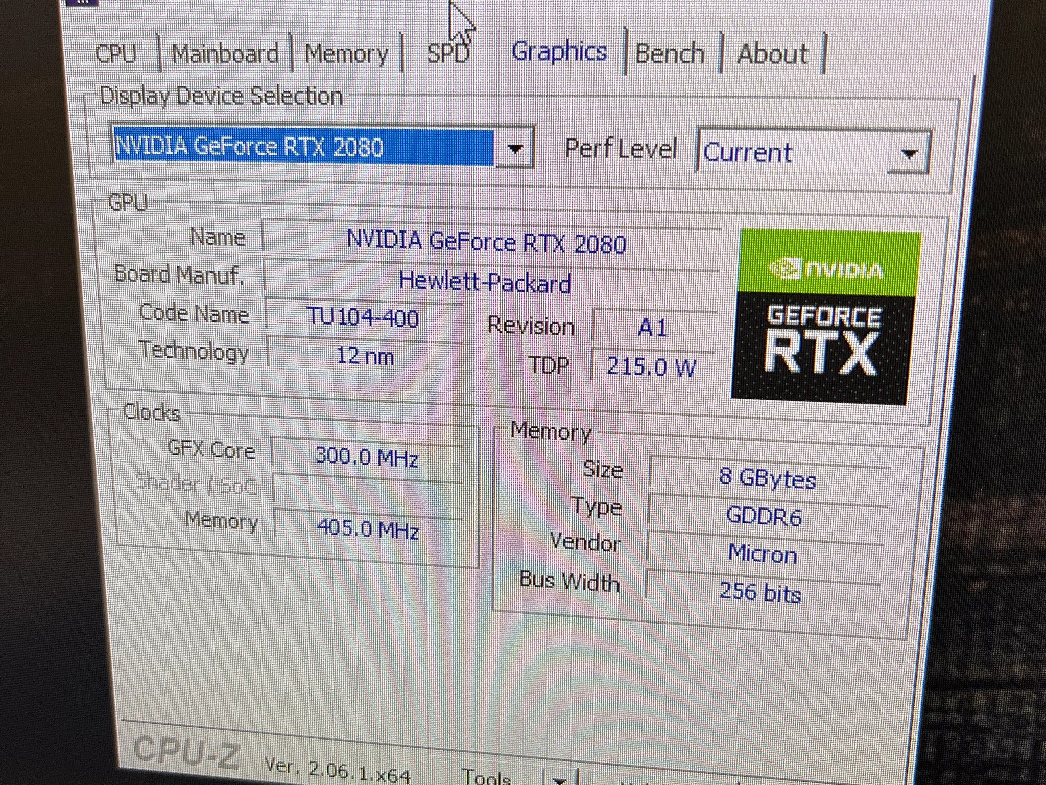 HP RTX 2080 8GB Graphic CARD