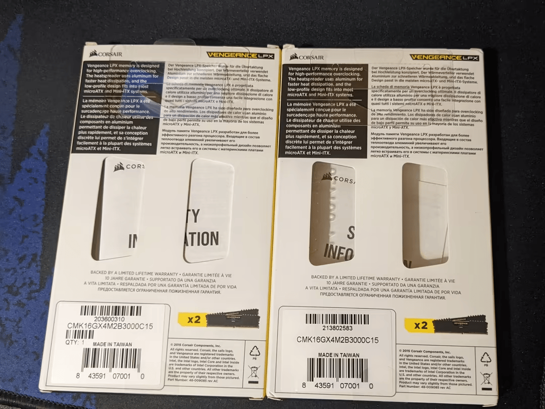 32GB (4 x 8 GB) Corsair LPX Vengeance DDR4