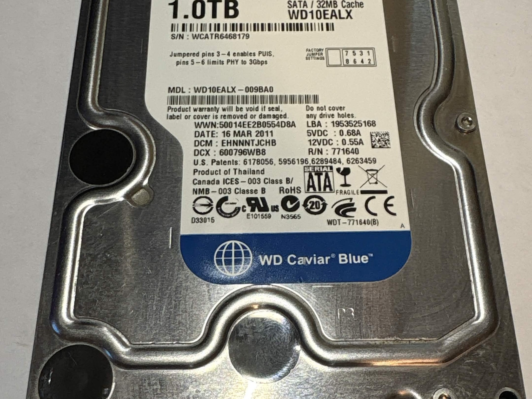 WD Caviar Blue 1TB 7200RPM SATA Hard Drive | Tested & Healthy