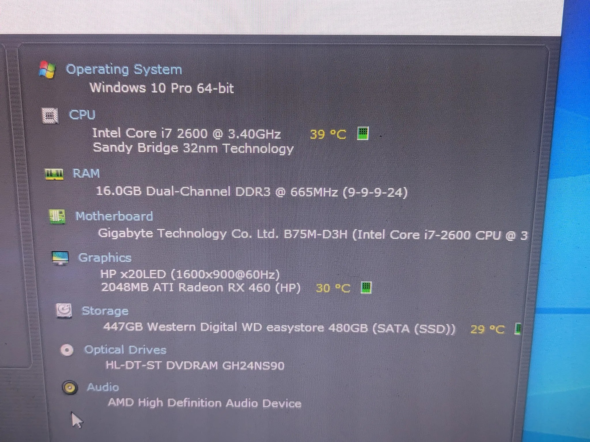 Budget Gaming PC - i7 2nd Gen, 16GB RAM, RX 460 2GB, 480GB SSD, RGB, WiFi