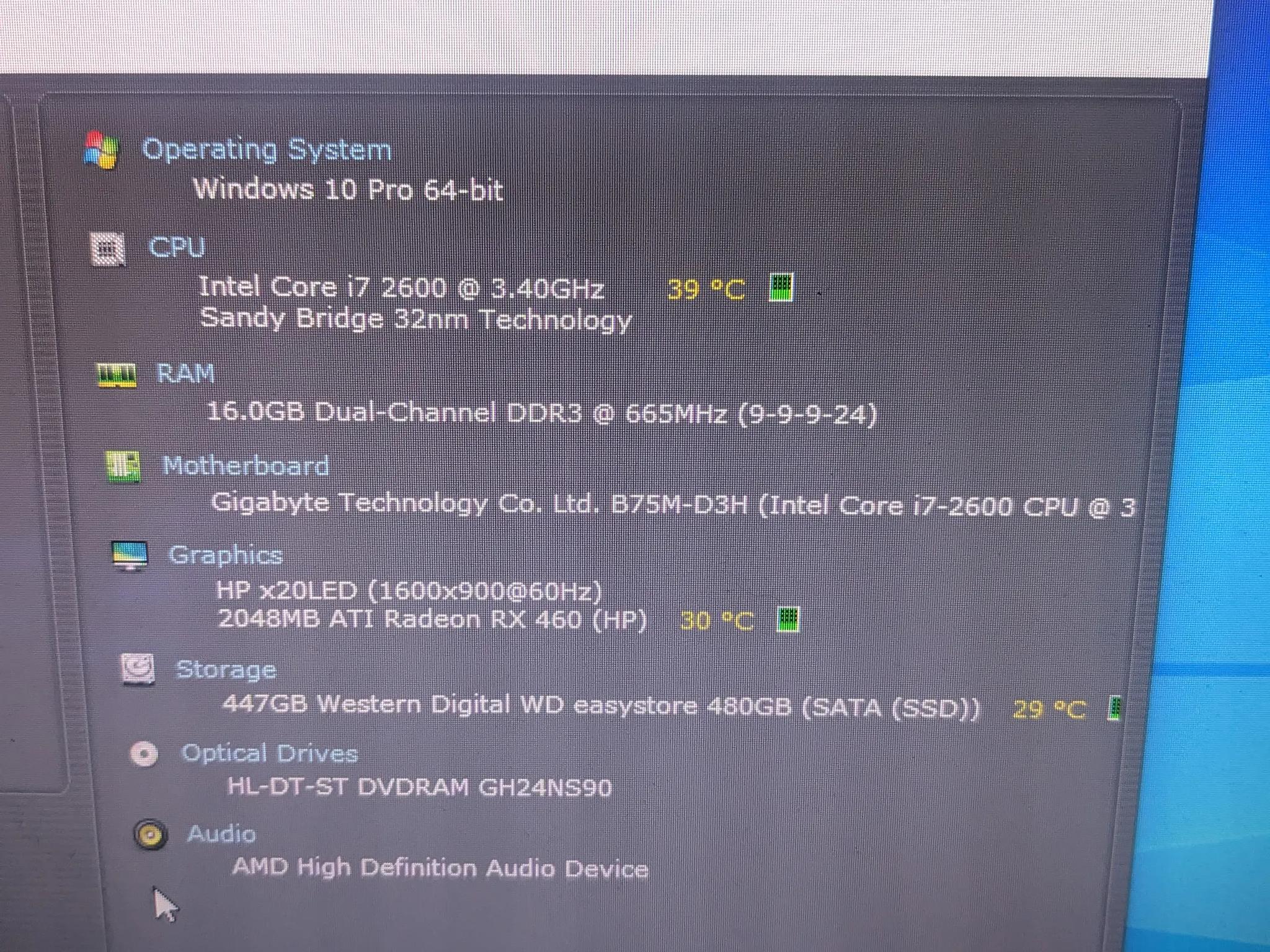 Budget Gaming PC - i7 2nd Gen, 16GB RAM, RX 460 2GB, 480GB SSD, RGB, WiFi