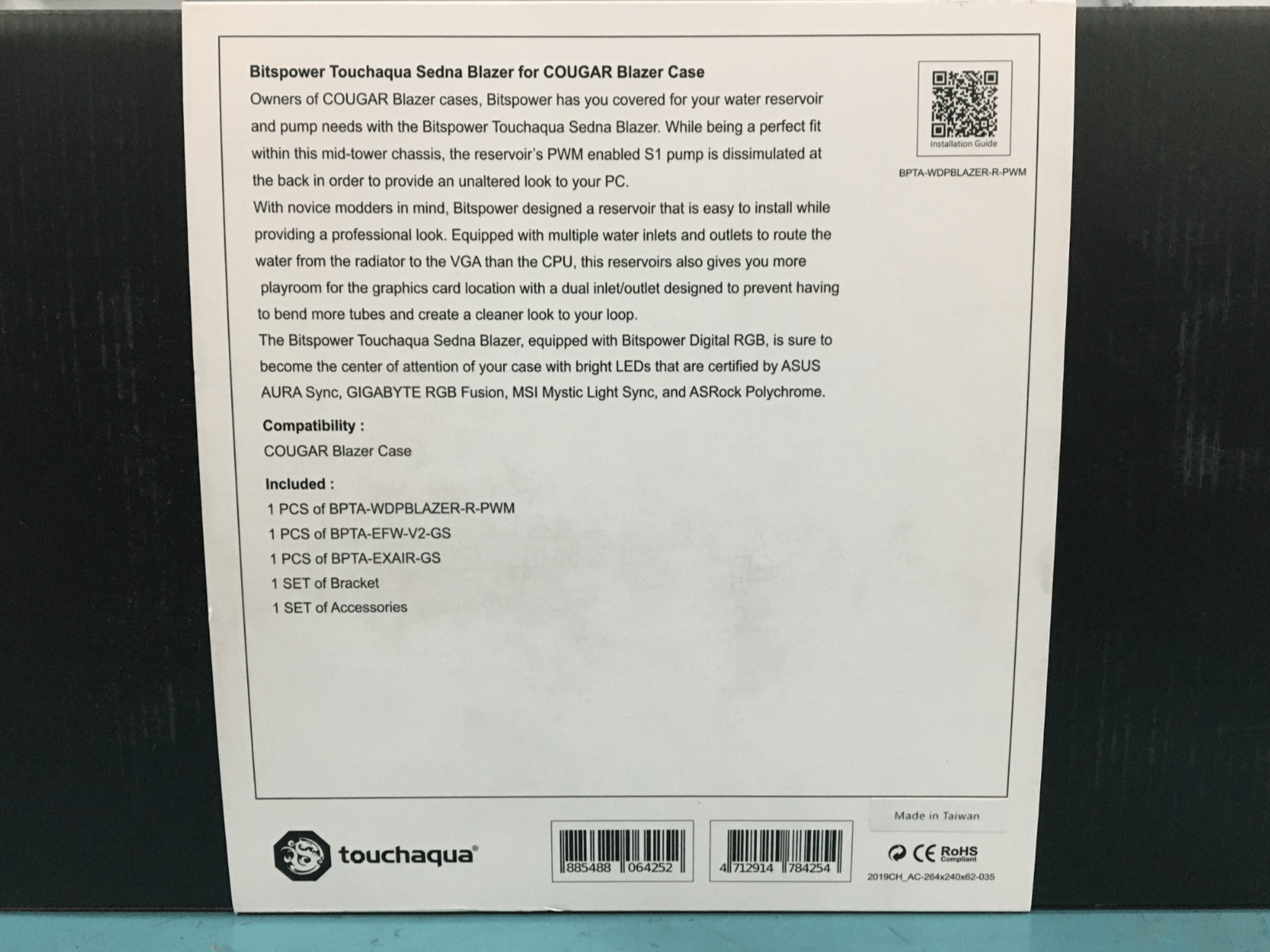 Bitspower Touchaqua Sedna Blaze Distribution Plate for Cougar Blazer - New