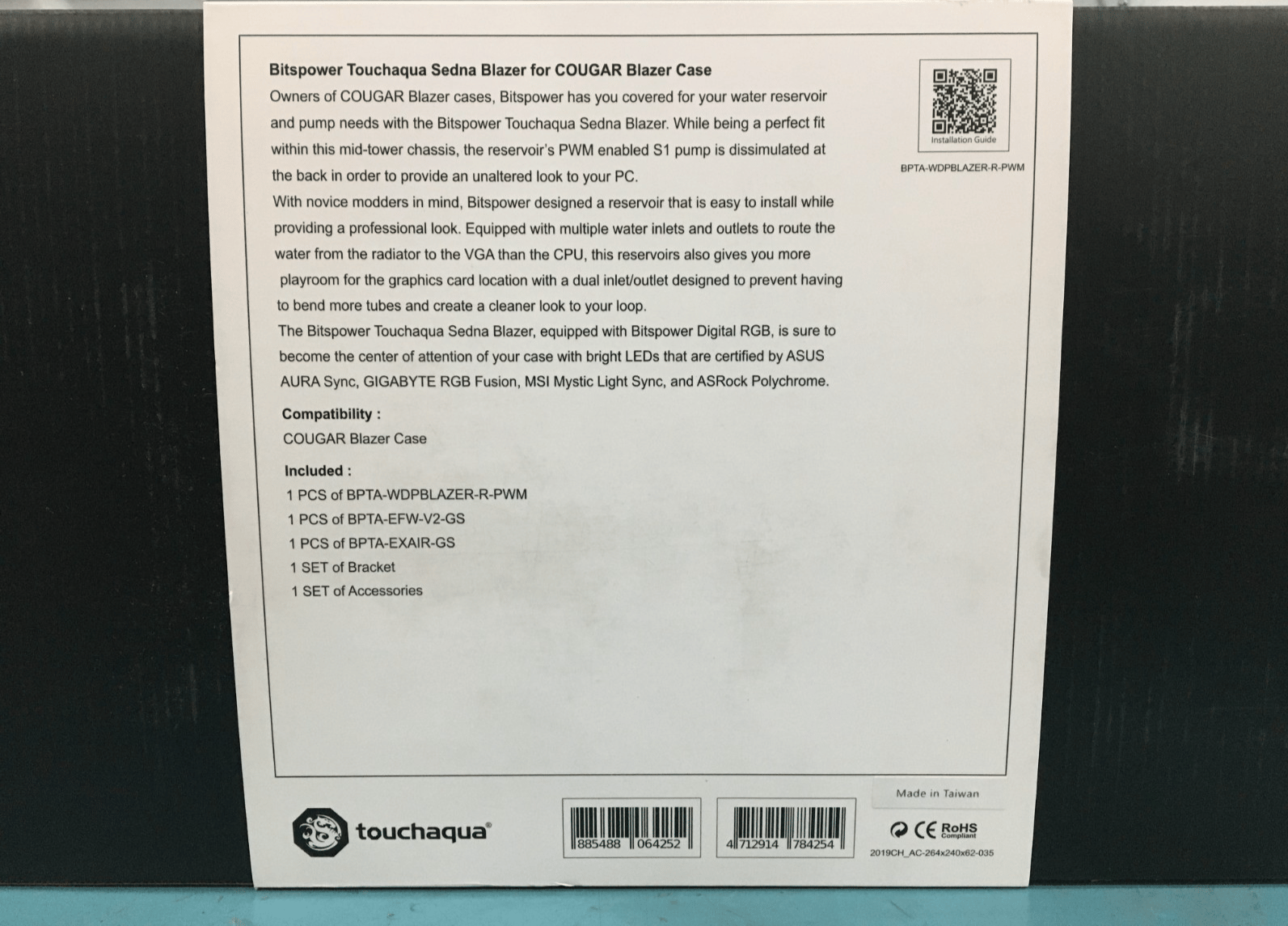 Bitspower Touchaqua Sedna Blaze Distribution Plate for Cougar Blazer - New
