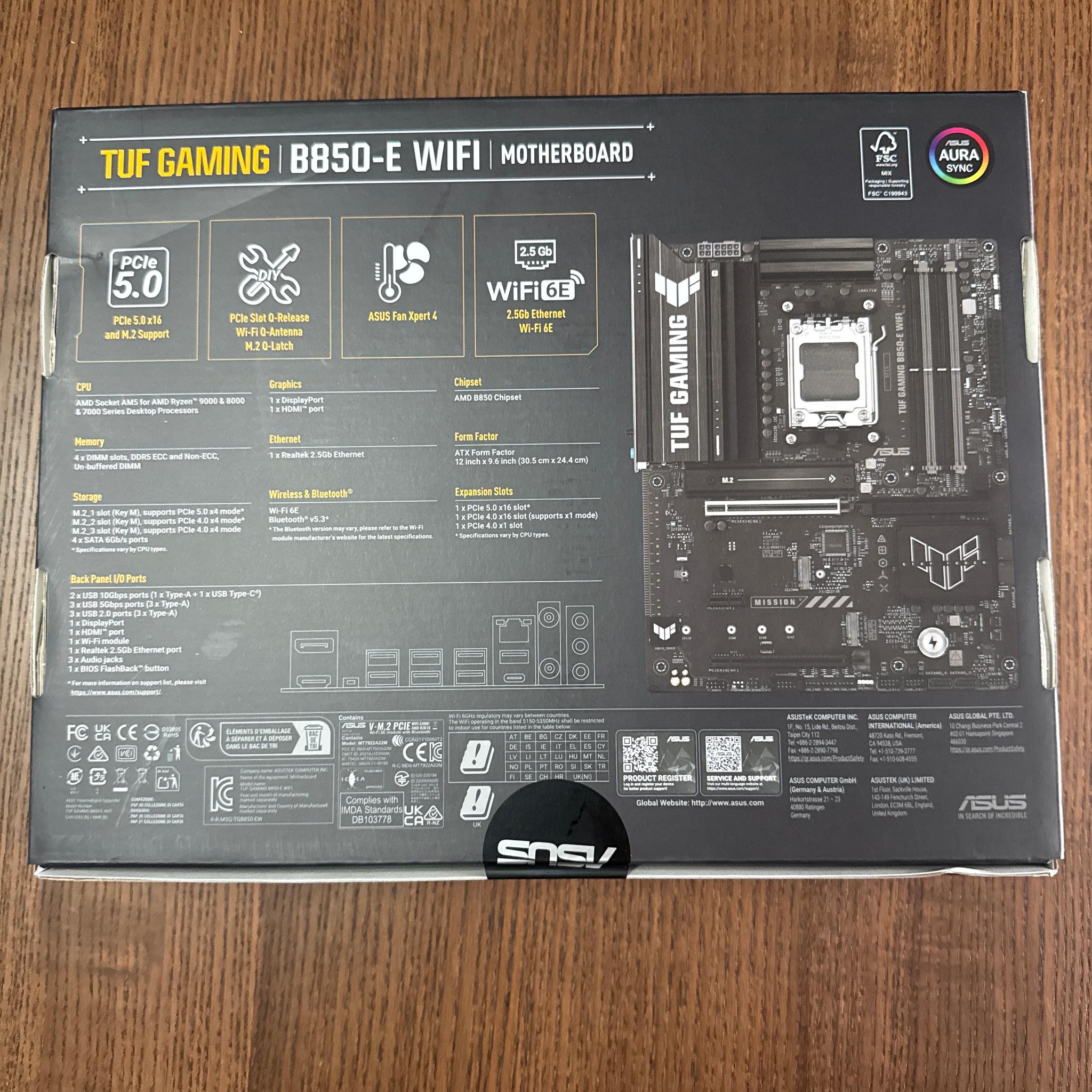 Asus TUF gaming B850-E WIFI Black New Unopened