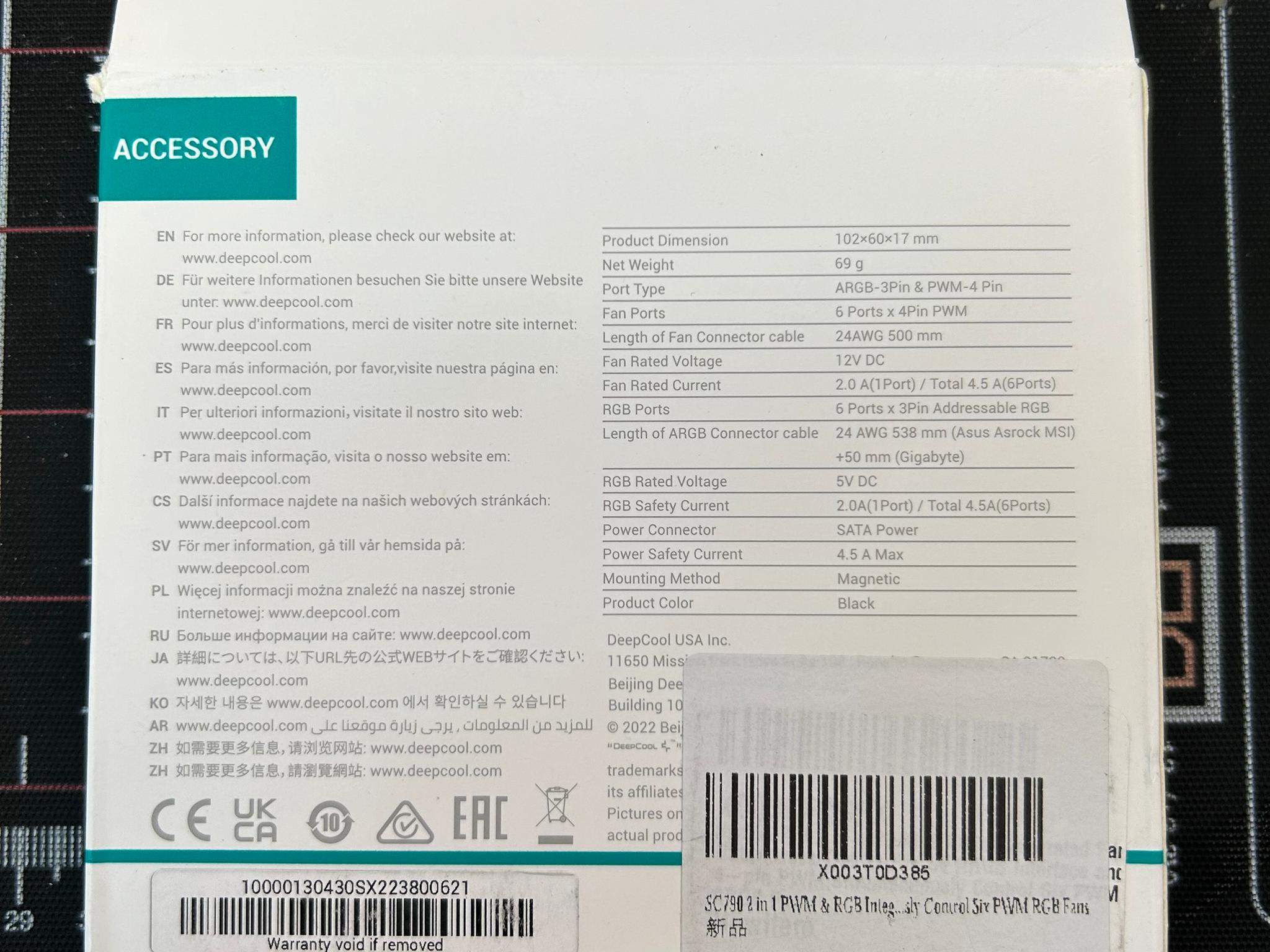DeepCool SC790 Fan Hub 2in1 PWM & ARGB Controller