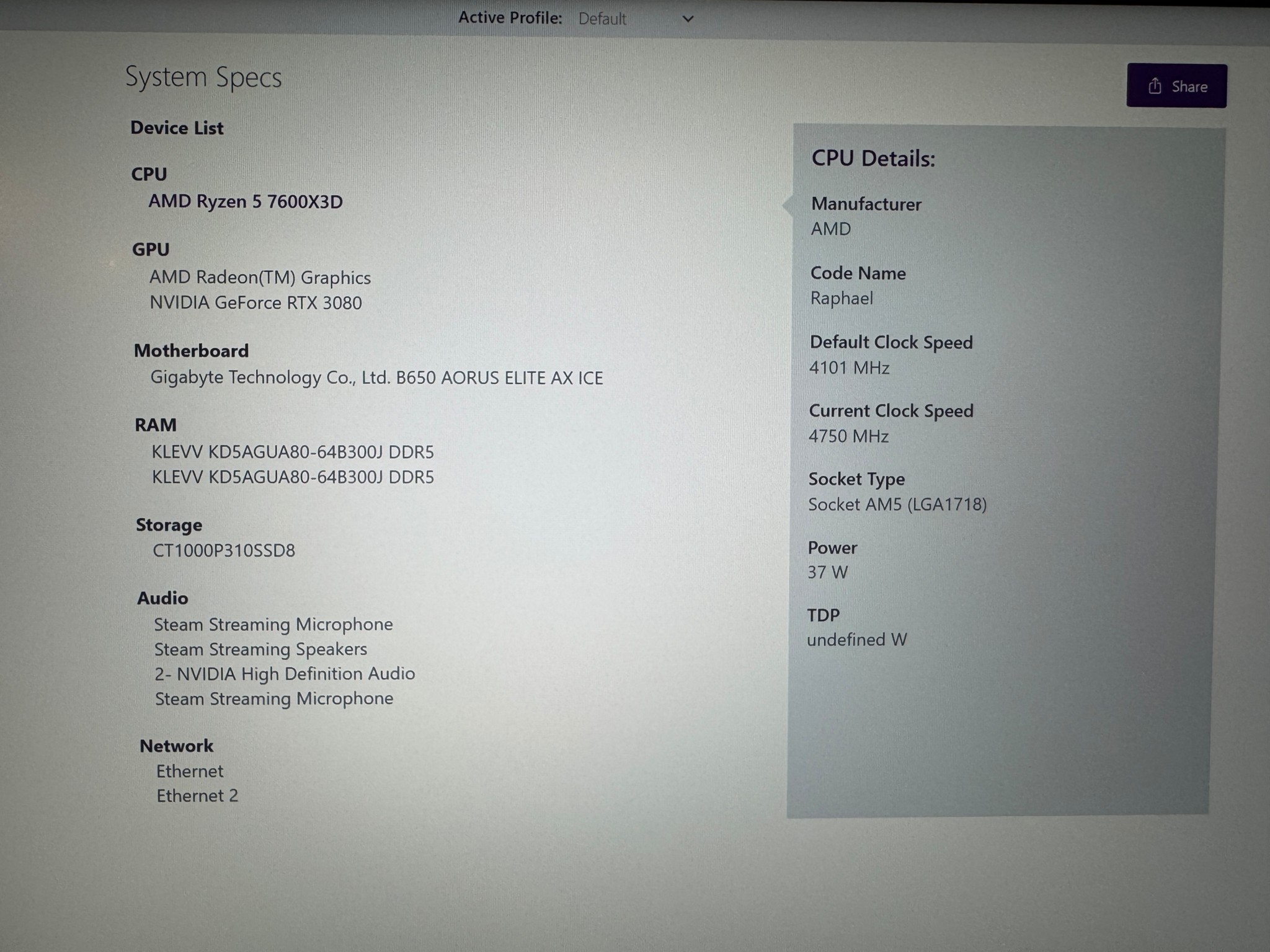 Gaming PC Gigabyte 3080 Extreme, AMD Ryzen 7600x3d,