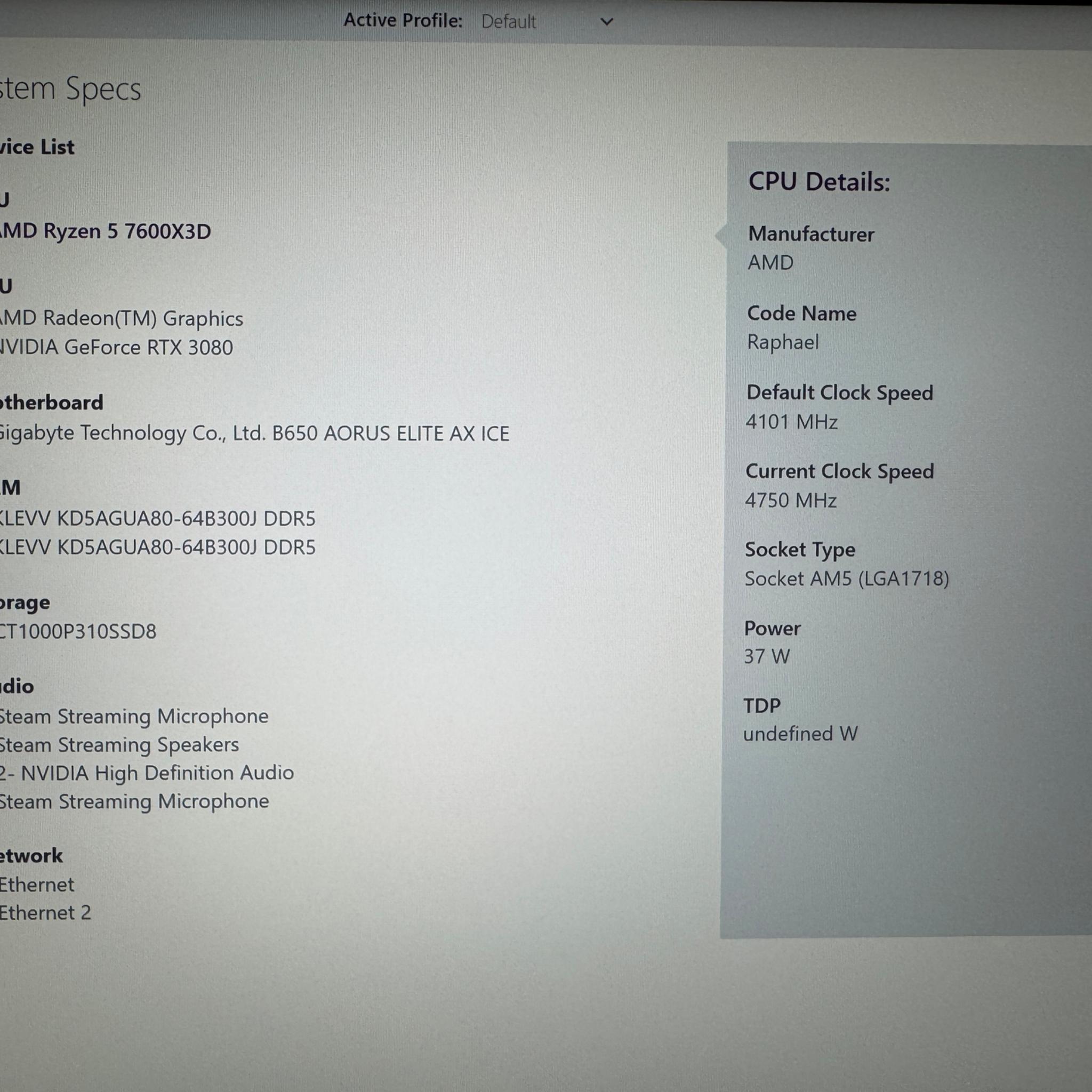 Gaming PC Gigabyte 3080 Extreme, AMD Ryzen 7600x3d,