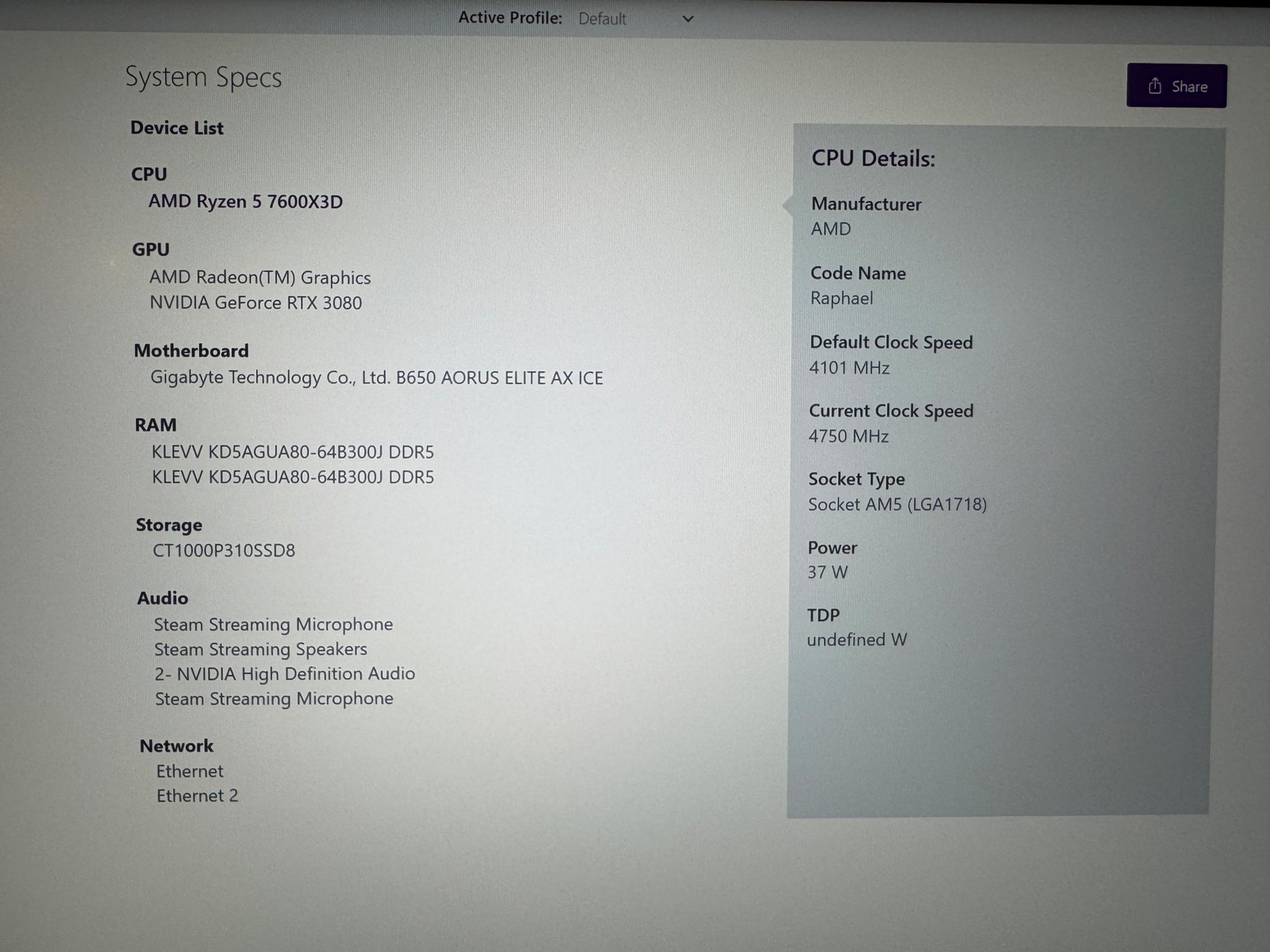 Gaming PC Gigabyte 3080 Extreme, AMD Ryzen 7600x3d,