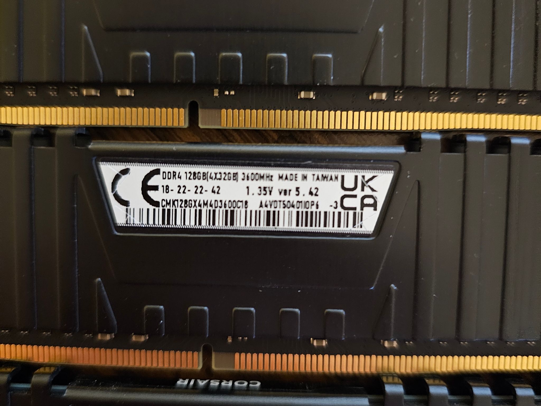 Corsair VENGEANCE LPX 128GB (4 x 32GB) DDR4 DRAM Up To 3600MHz C18 Memory Kit