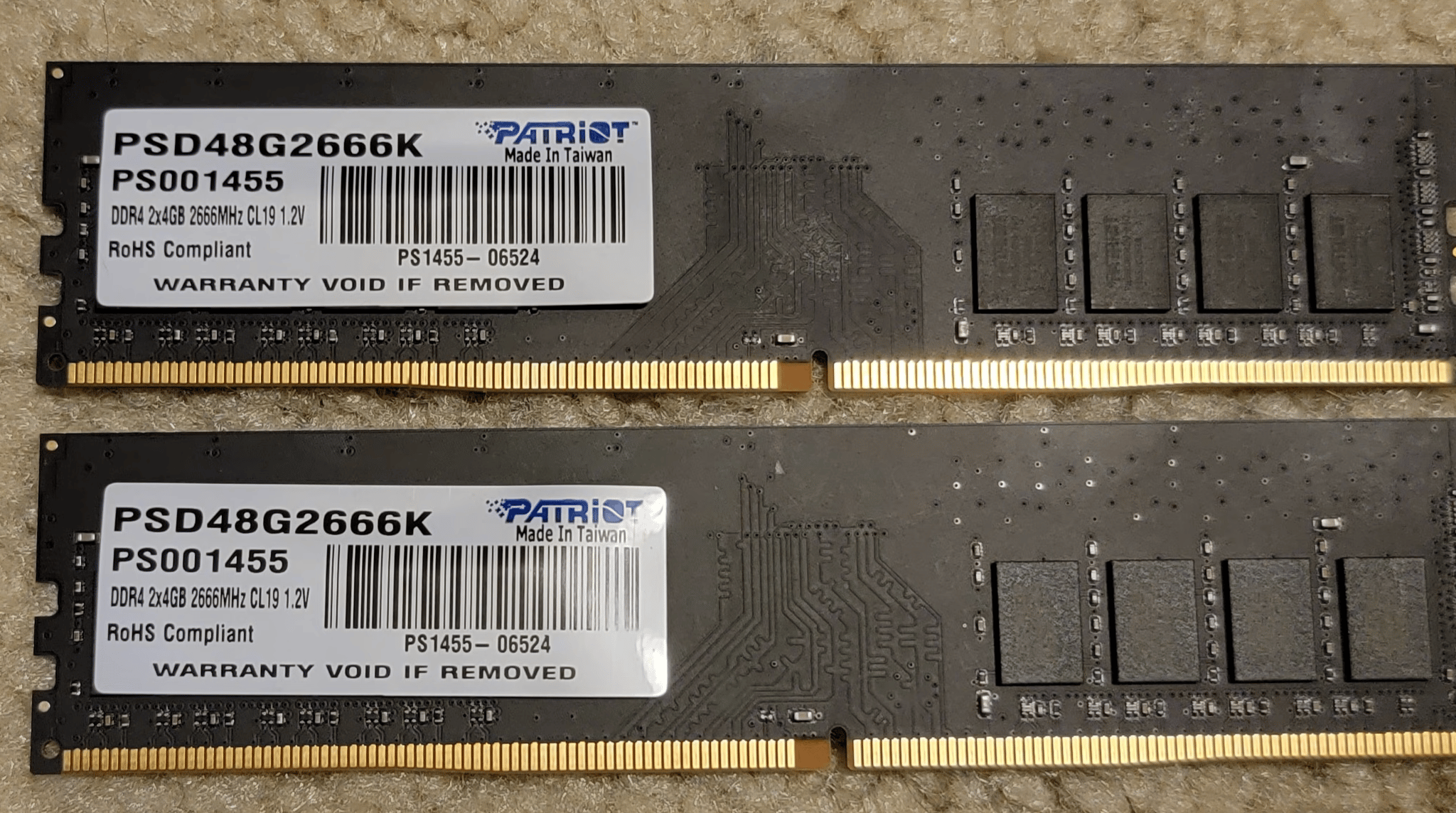 Patriot Signature 8GB (2x4GB) DDR4-2666Mhz C19 Excellent Condition