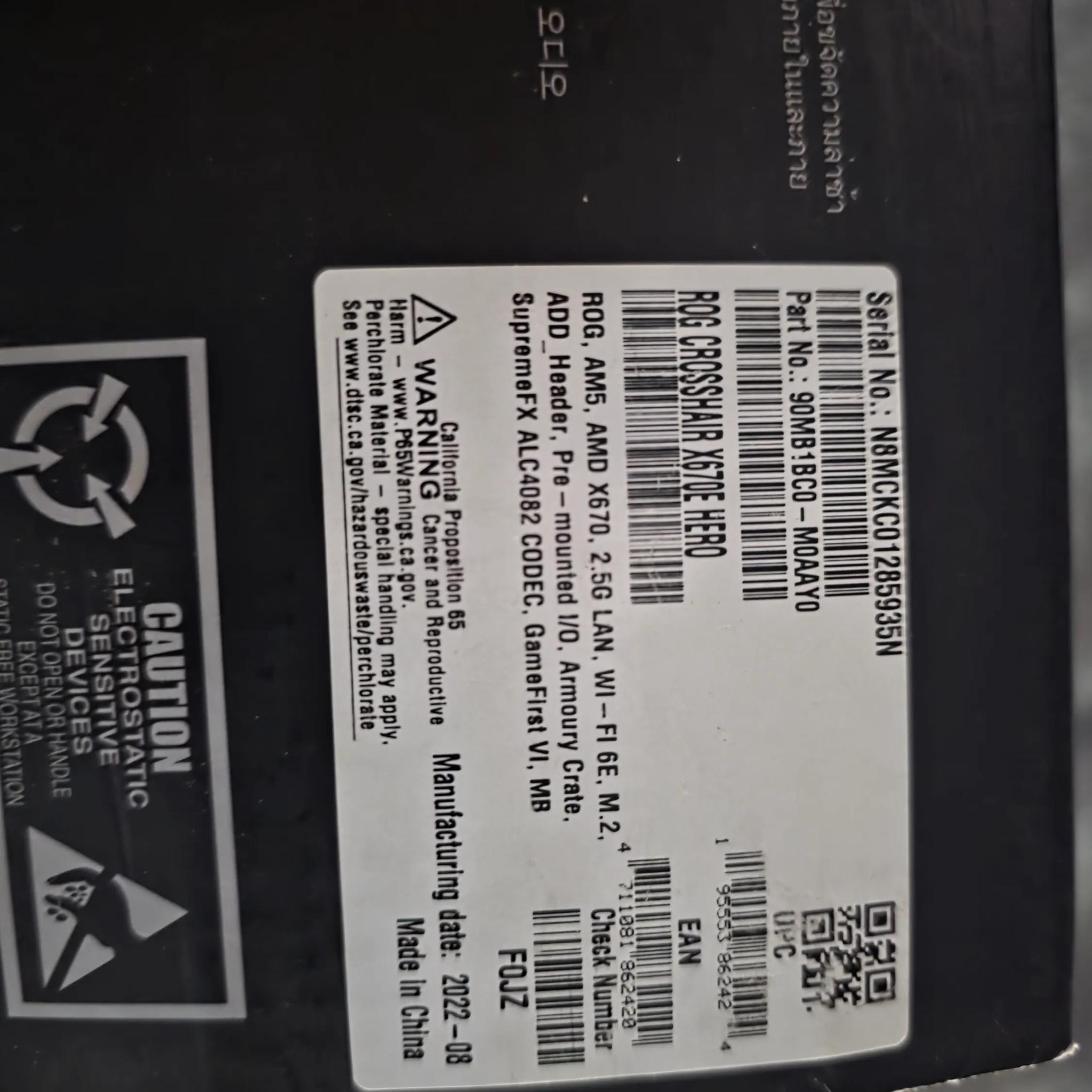 AMD ROG Bundle  X670e crosshair hero , G. Skill Trident Z 32gbs6000MTCL30-40-40-96