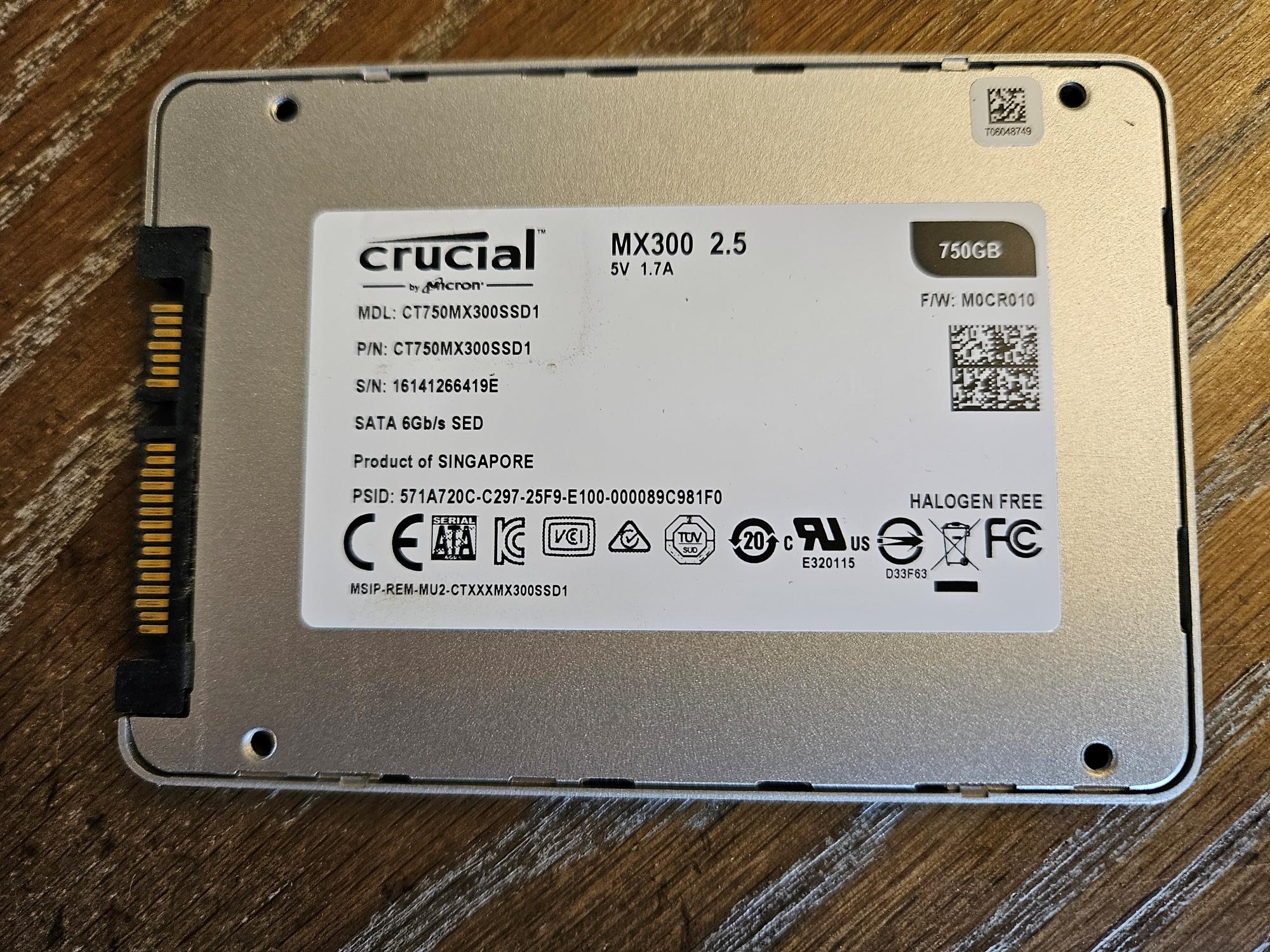 Crucial MX300 750GB SATA 2.5-Inch SSD (Used)