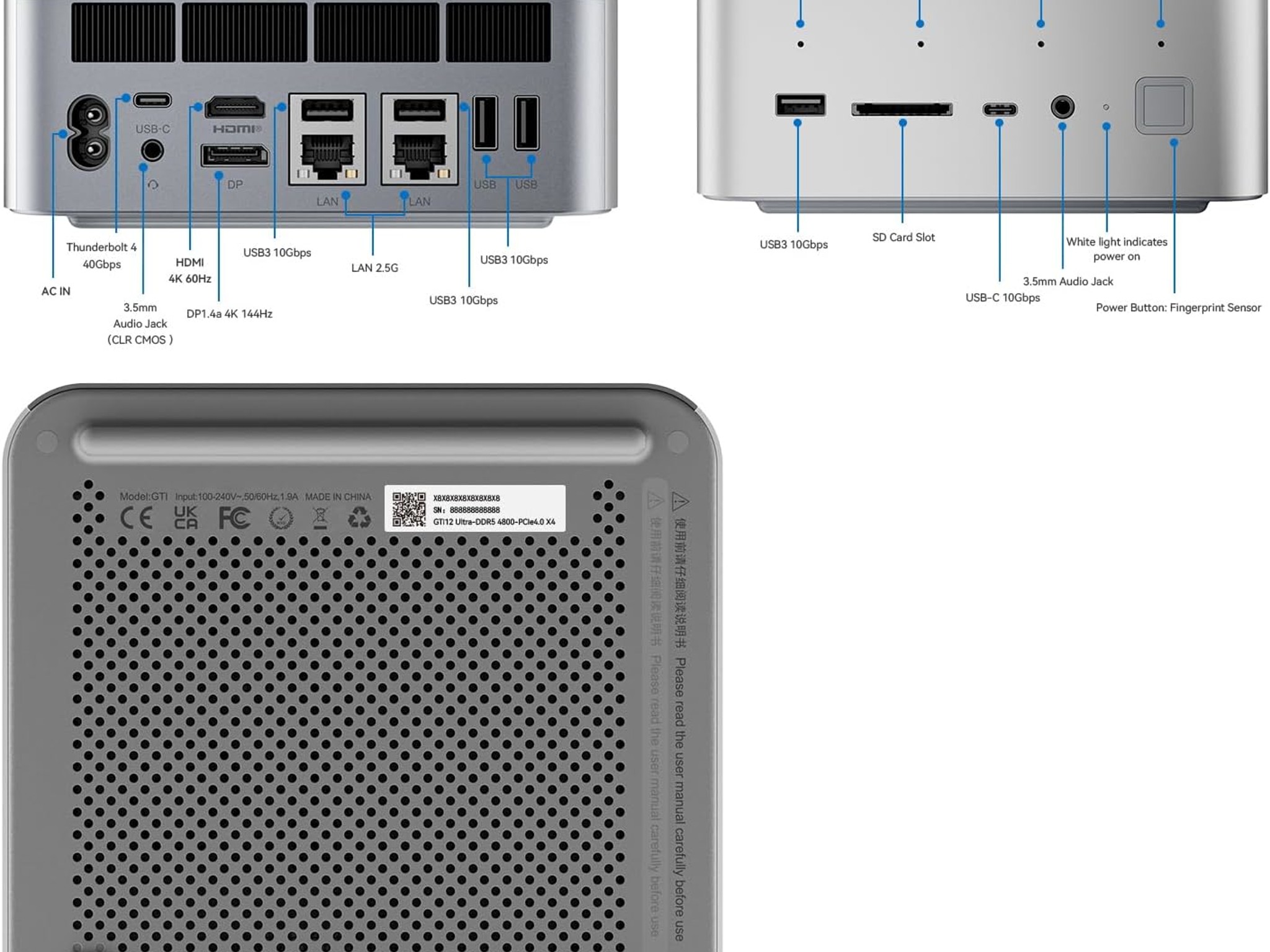Beelink GTi12 Mini PC + EX Docking Station, Intel Core i9-12900H (14C/20T, up to 5.0GHz)