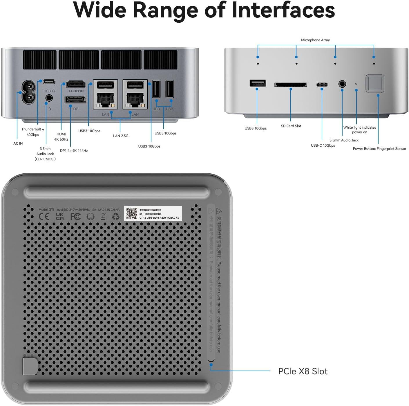 Beelink GTi12 Mini PC + EX Docking Station, Intel Core i9-12900H (14C/20T, up to 5.0GHz)