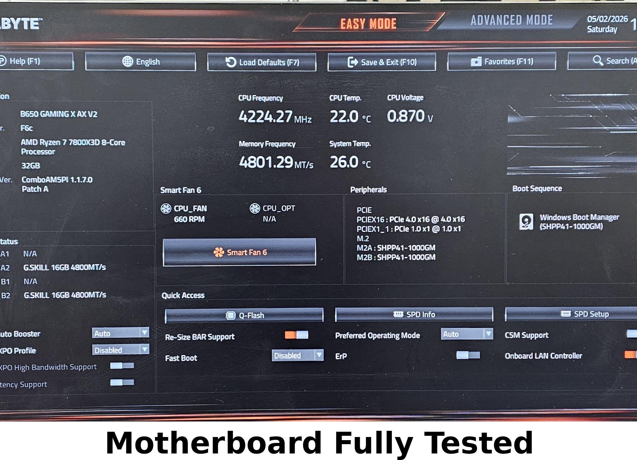Gigabyte B650 AM5 DDR5 WIFI Gaming AX X V2 ATX Motherboard