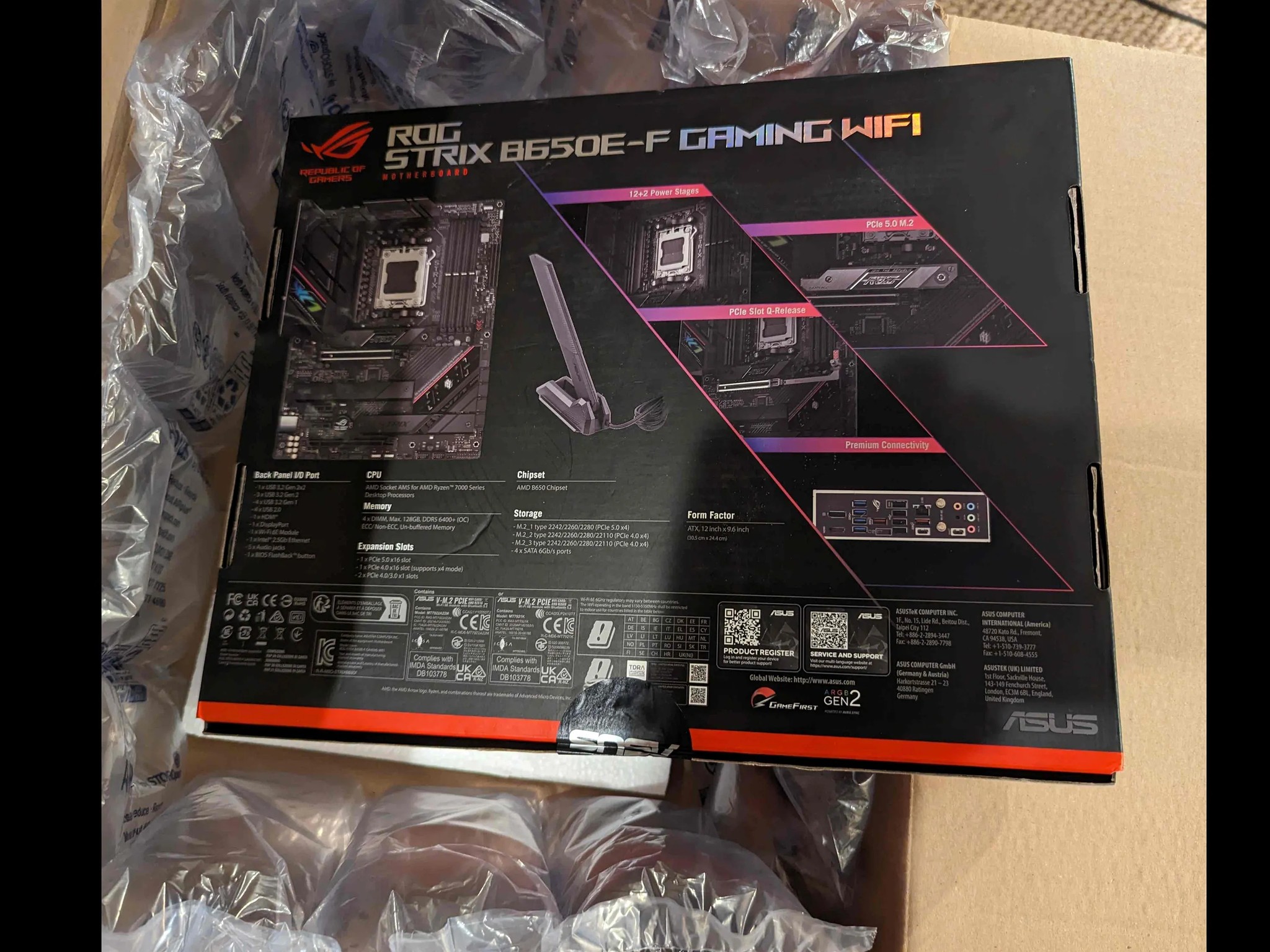 ASUS AMD AM5 B650E-F ROG STRIX GAMING WIFI ATX Motherboard.  BRAND NEW!! SEALED!!