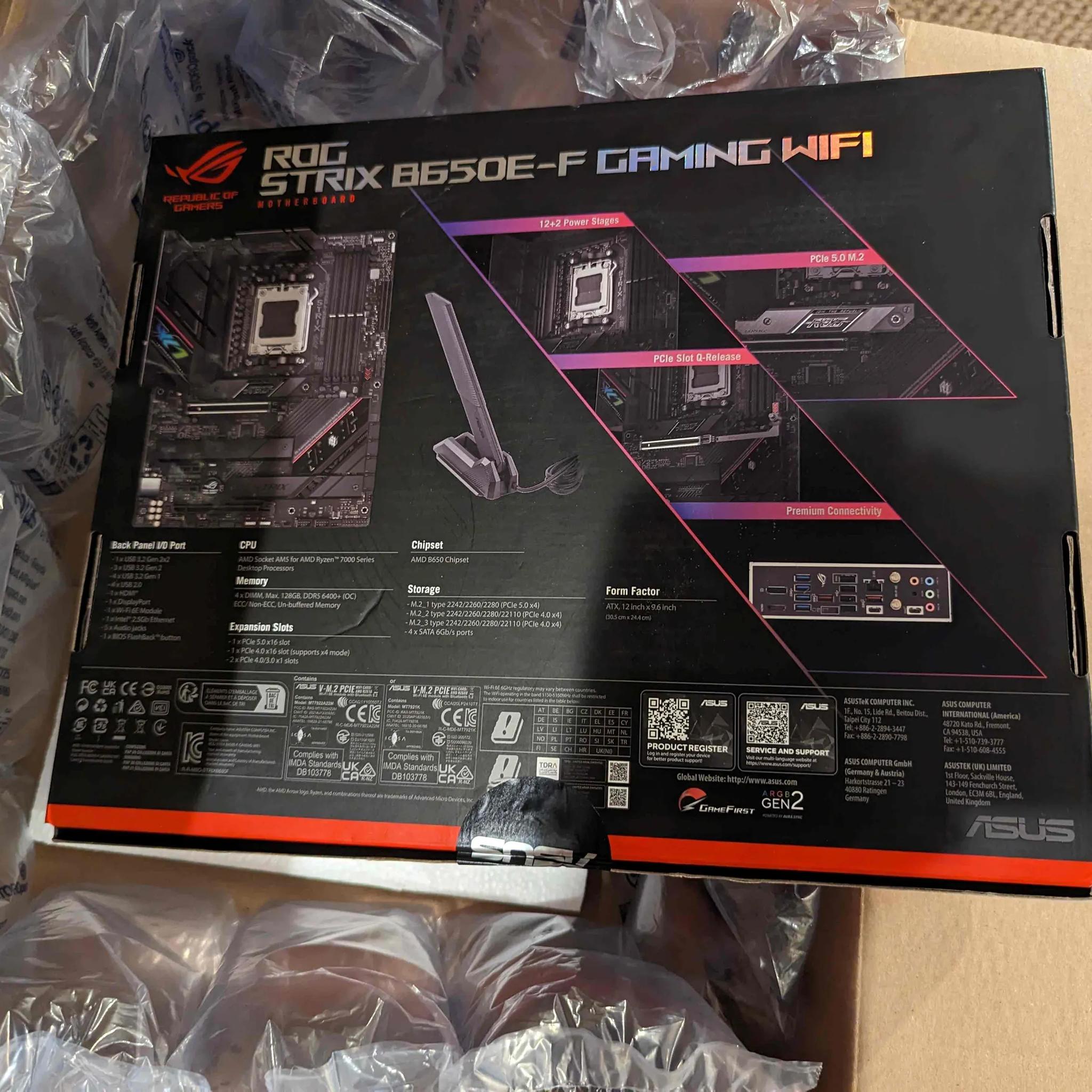 ASUS AMD AM5 B650E-F ROG STRIX GAMING WIFI ATX Motherboard.  BRAND NEW!! SEALED!!