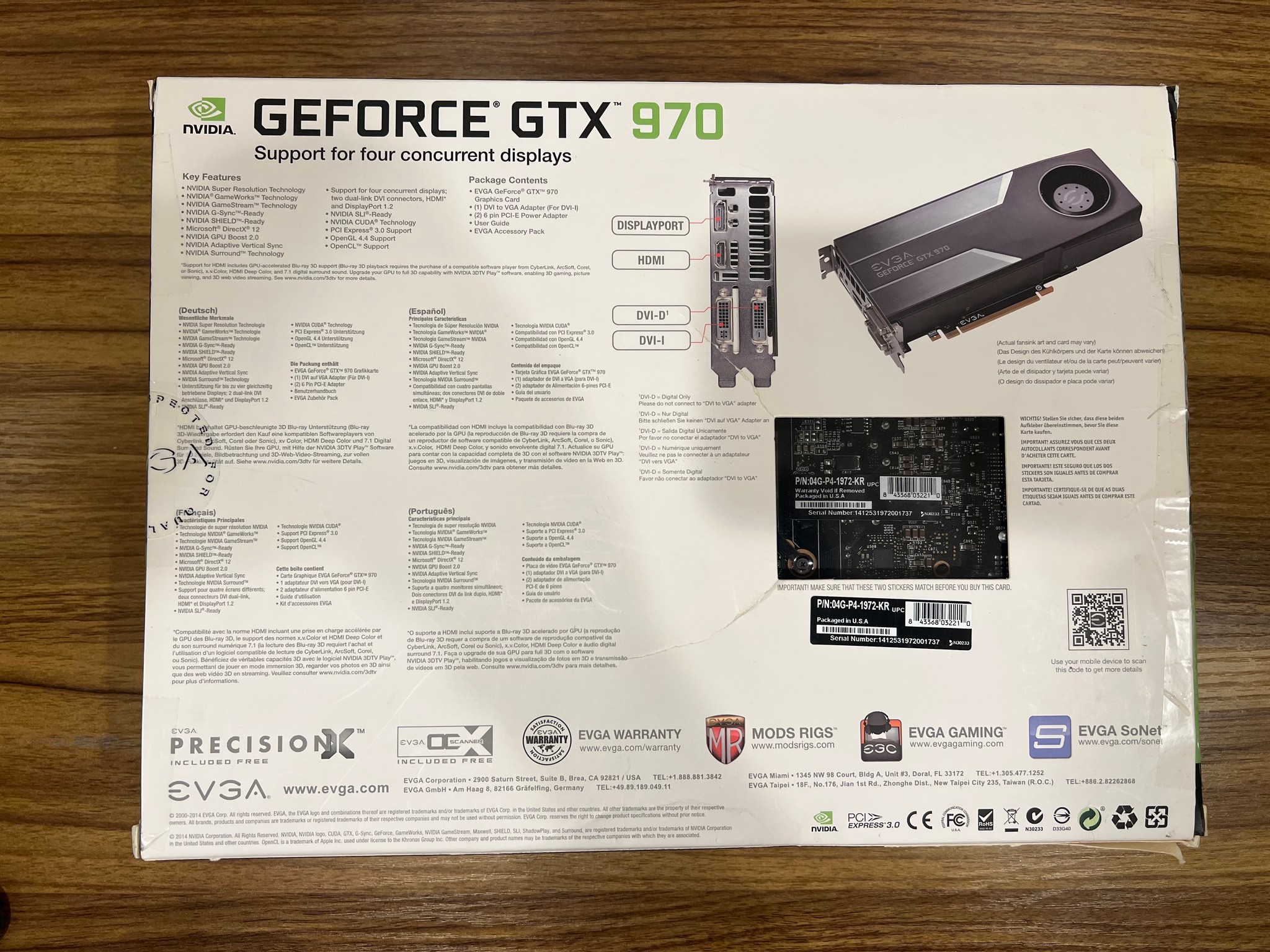 Nvidia EVGA GTX 970 4GB Superclocked GPU Graphic Card