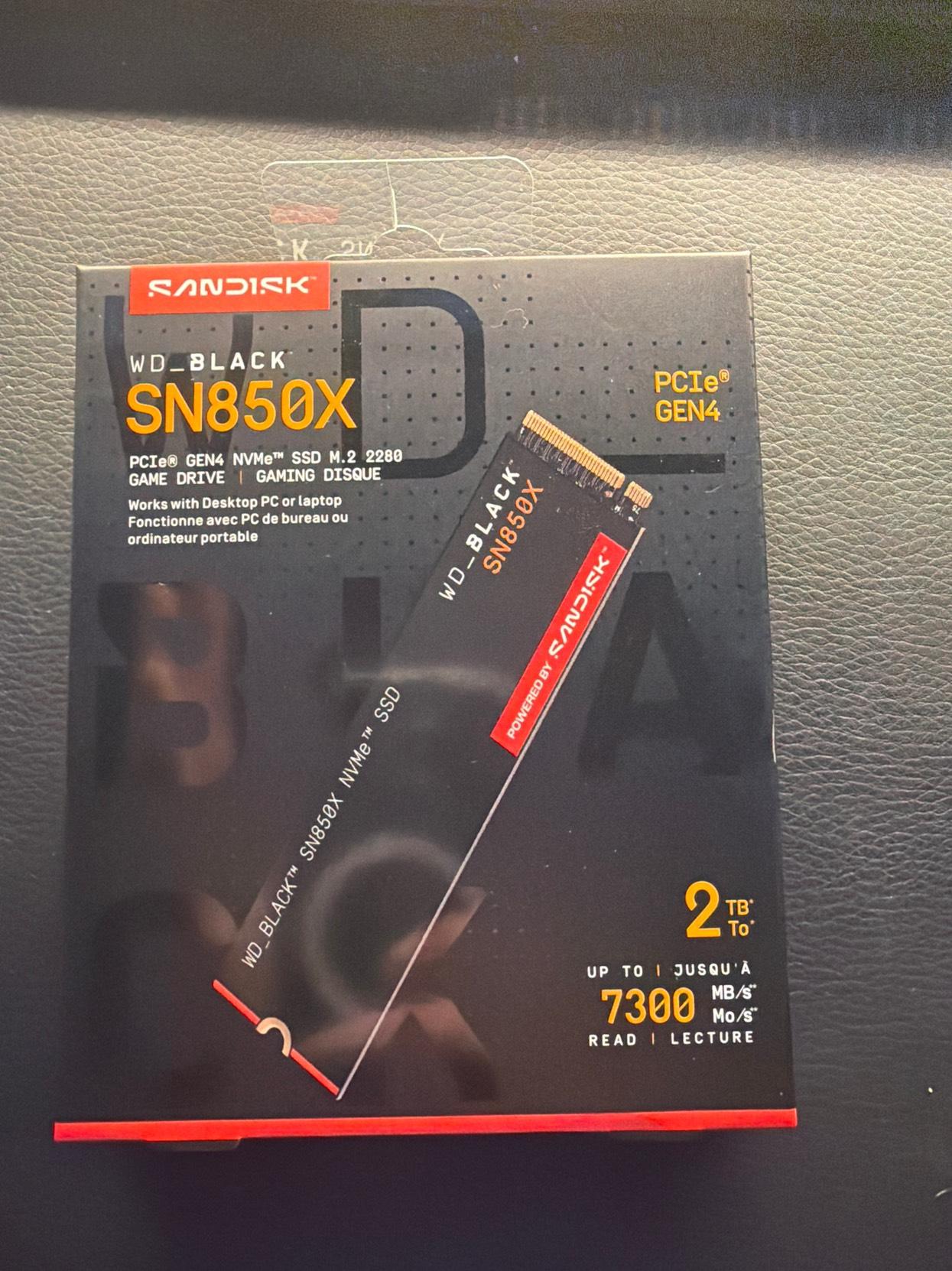 Sandisk WD Black SN850X 2TB NVMe SSD – Up to 7,300 MB/s – High‑Performance Gen4 Drive